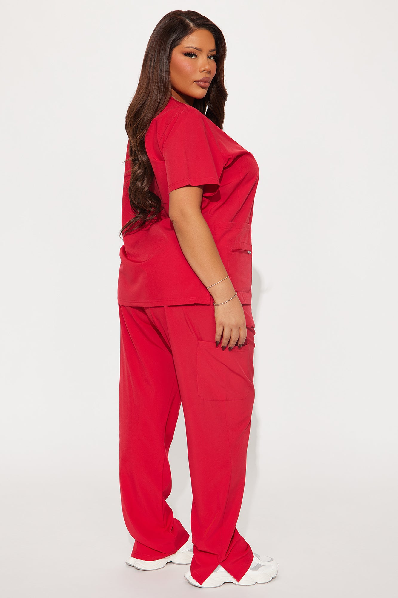 Essential 4 Way Stretch Scrub Uniform Set - Red - Image 6