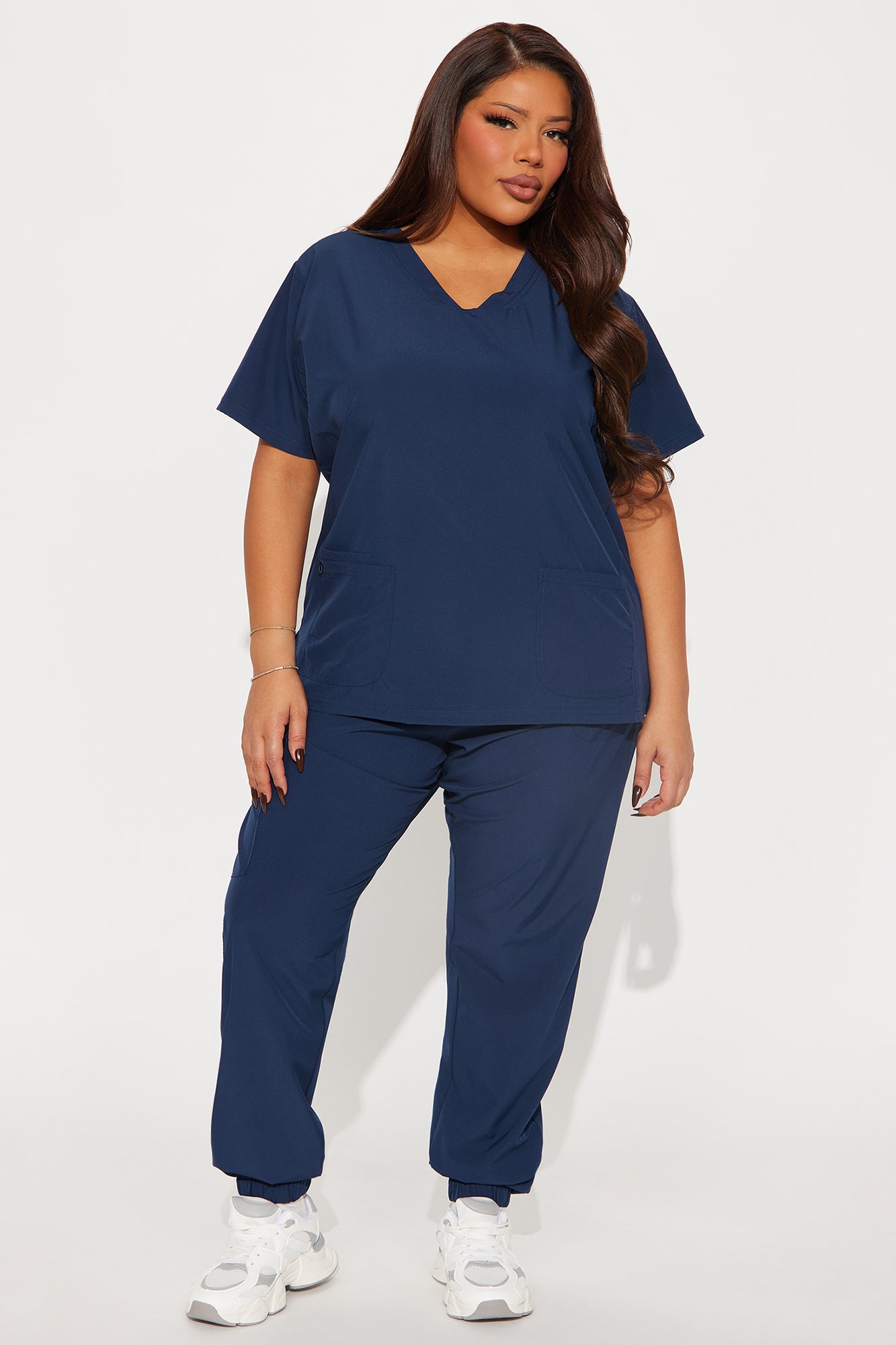 Care For You 4 Way Stretch Scrub Uniform Jogger Set - Navy - Image 4