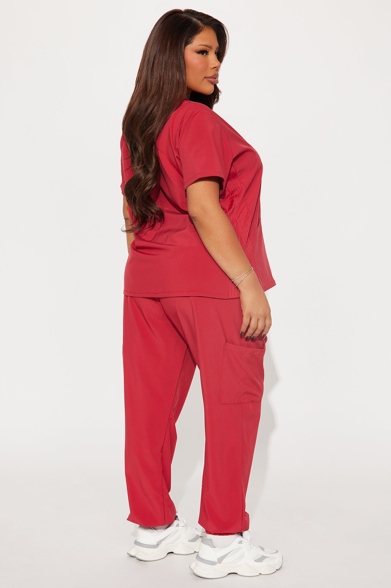 Wellness 4 Way Stretch Uniform Scrub Jogger Set - Raspberry - Image 6