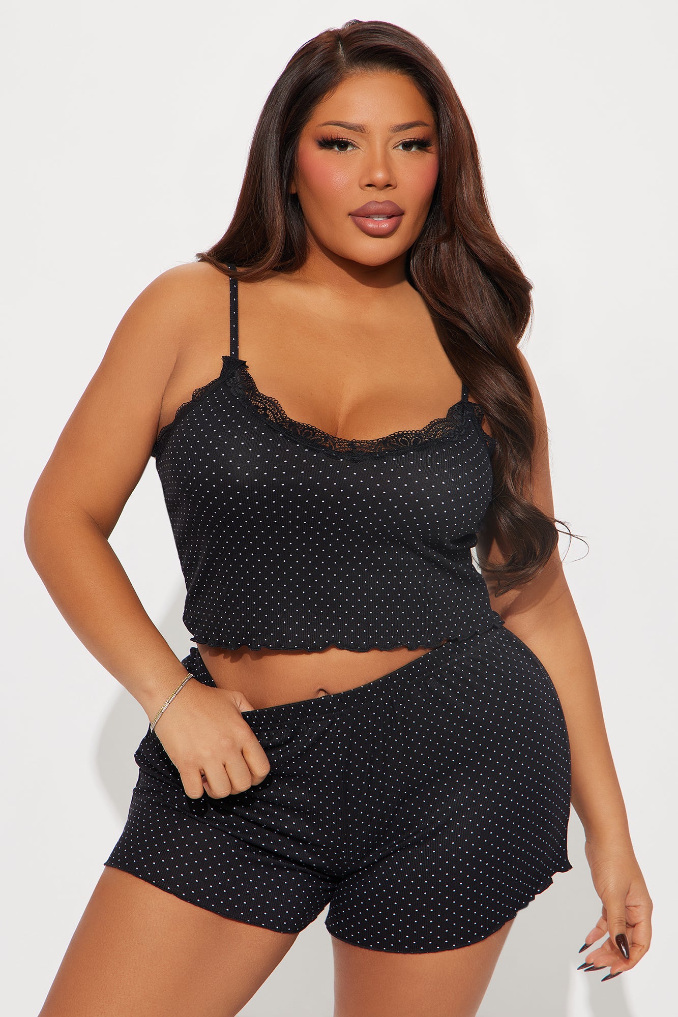Always Dreaming Ribbed PJ Short Set - Black - Image 3