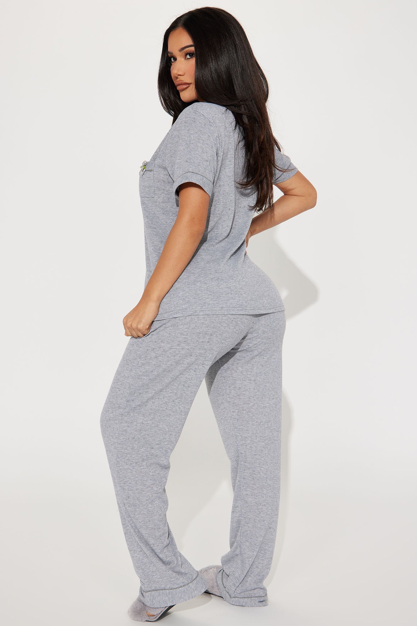 Sweetie Dreamy Pointelle PJ Pant Set - Grey - Image 3