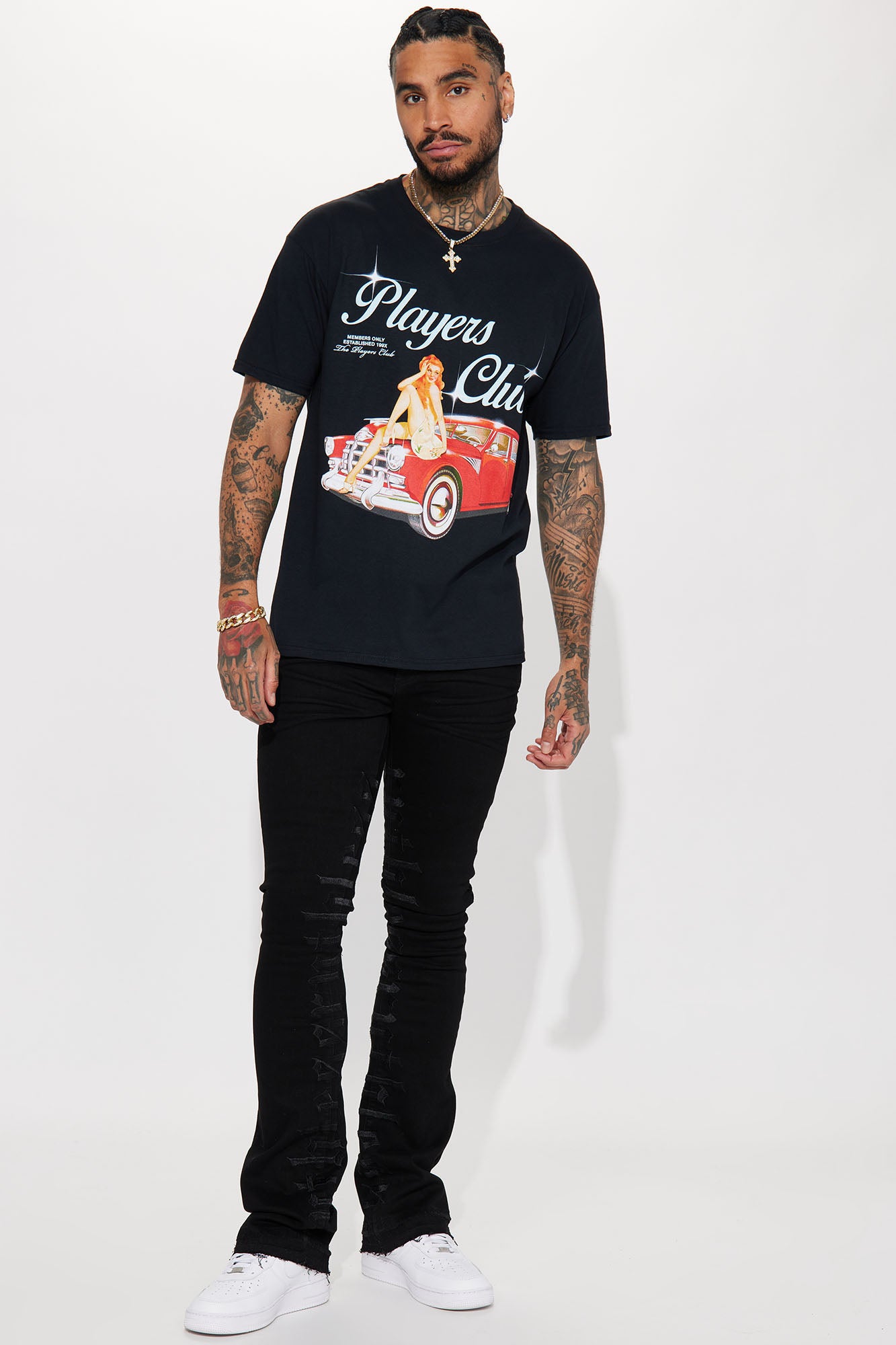 Ruthless Embroidered Stacked Skinny Flare Jeans - Black - Image 4