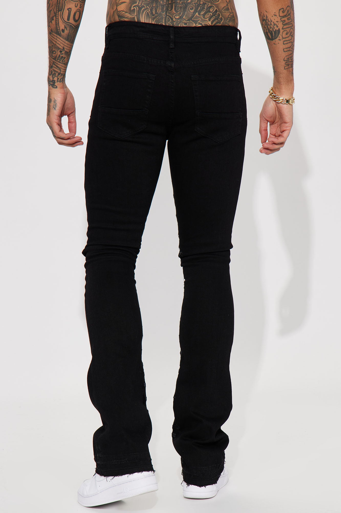 Ruthless Embroidered Stacked Skinny Flare Jeans - Black - Image 6