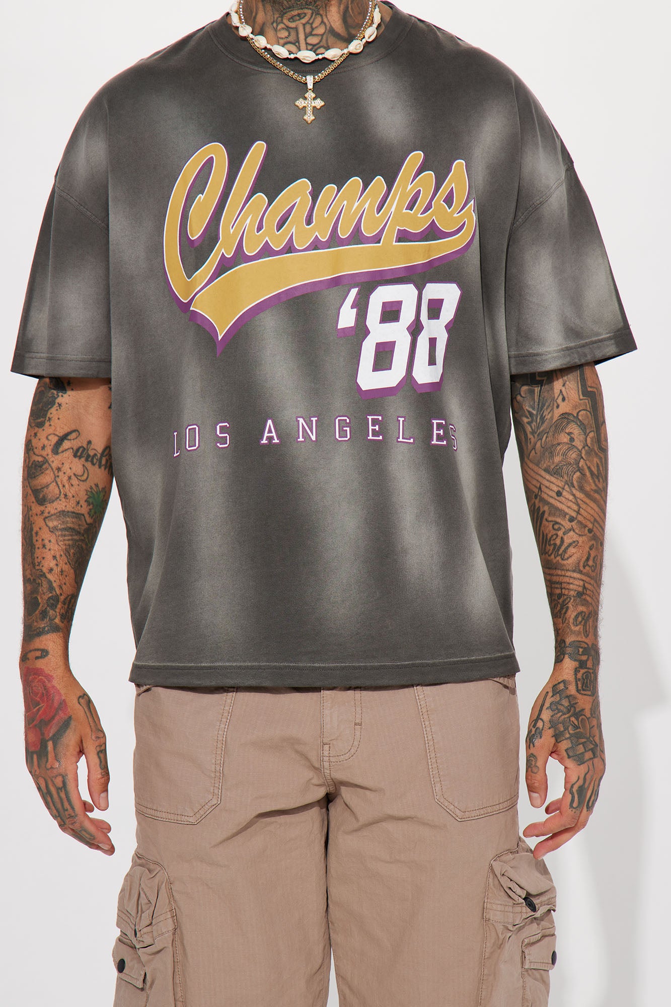 Eighty Eight Champs Oversized Short Sleeve Tee - Grey - Image 3