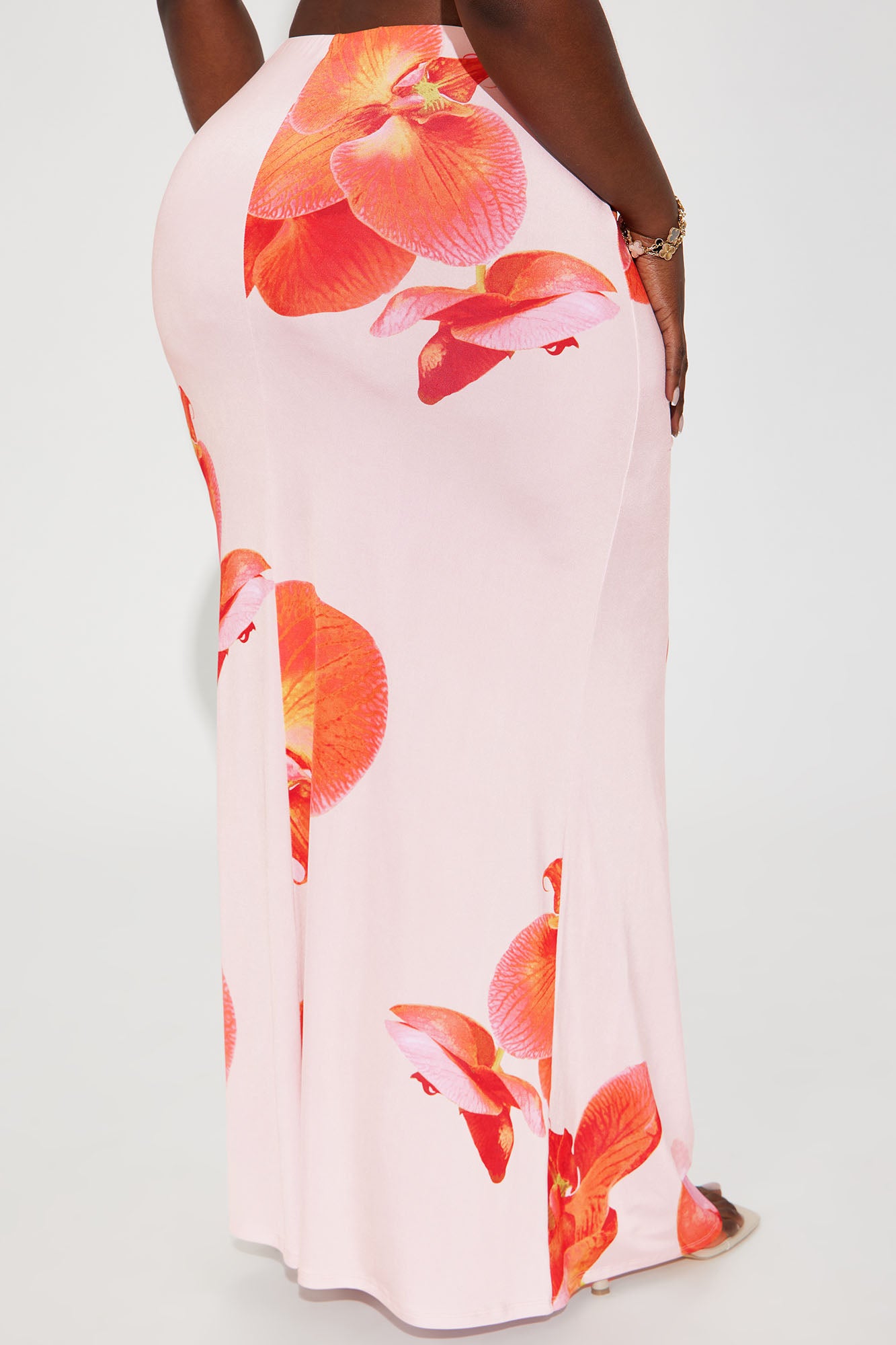Liliana Floral Satin Maxi Skirt - Orange/combo - Image 6