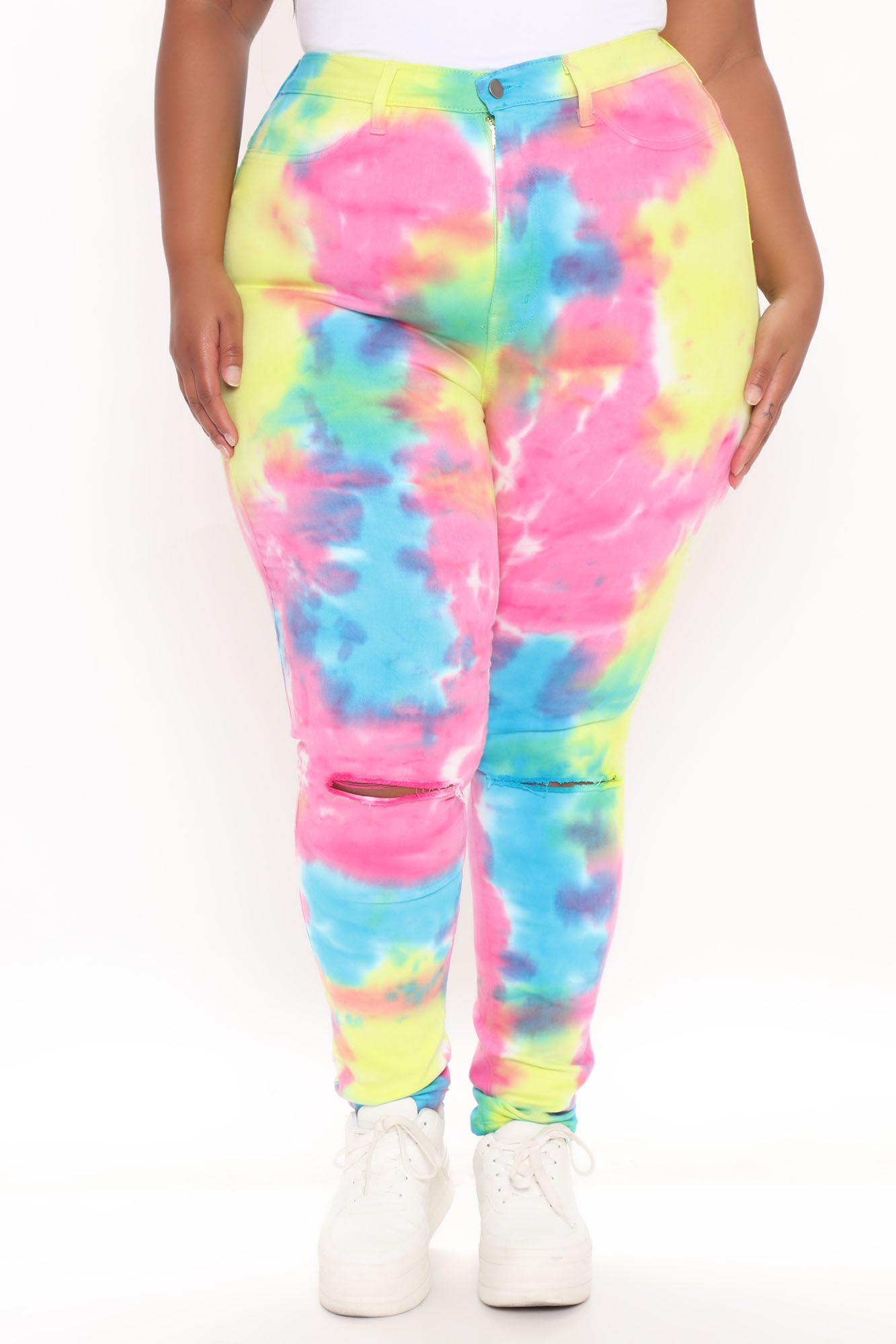 Stay Vibin' Tie Dye Skinny Jeans - Multi Color - Image 6
