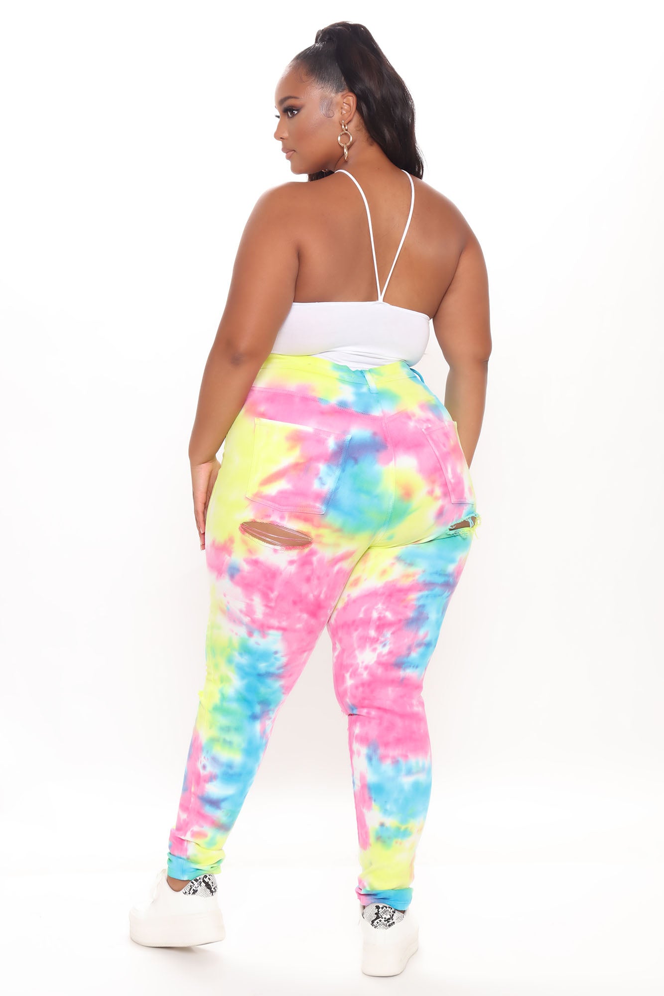 Stay Vibin' Tie Dye Skinny Jeans - Multi Color - Image 8