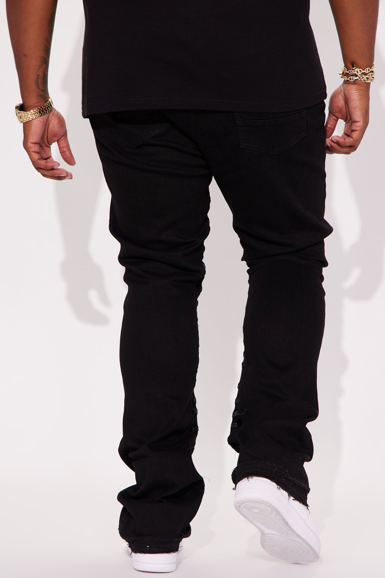 Ruthless Embroidered Stacked Skinny Flare Jeans - Black - Image 8
