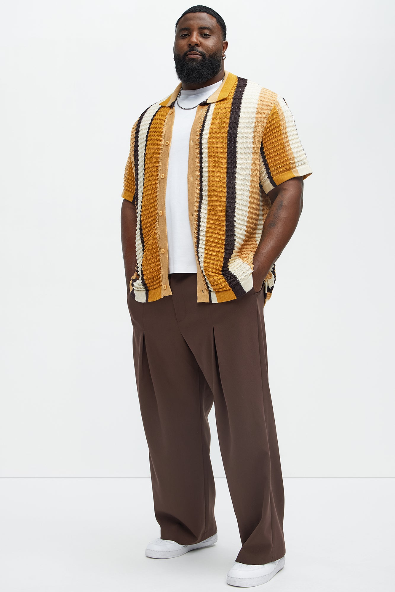 Carson Stripe Short Sleeve Knitted Shirt - Mustard/combo - Image 8