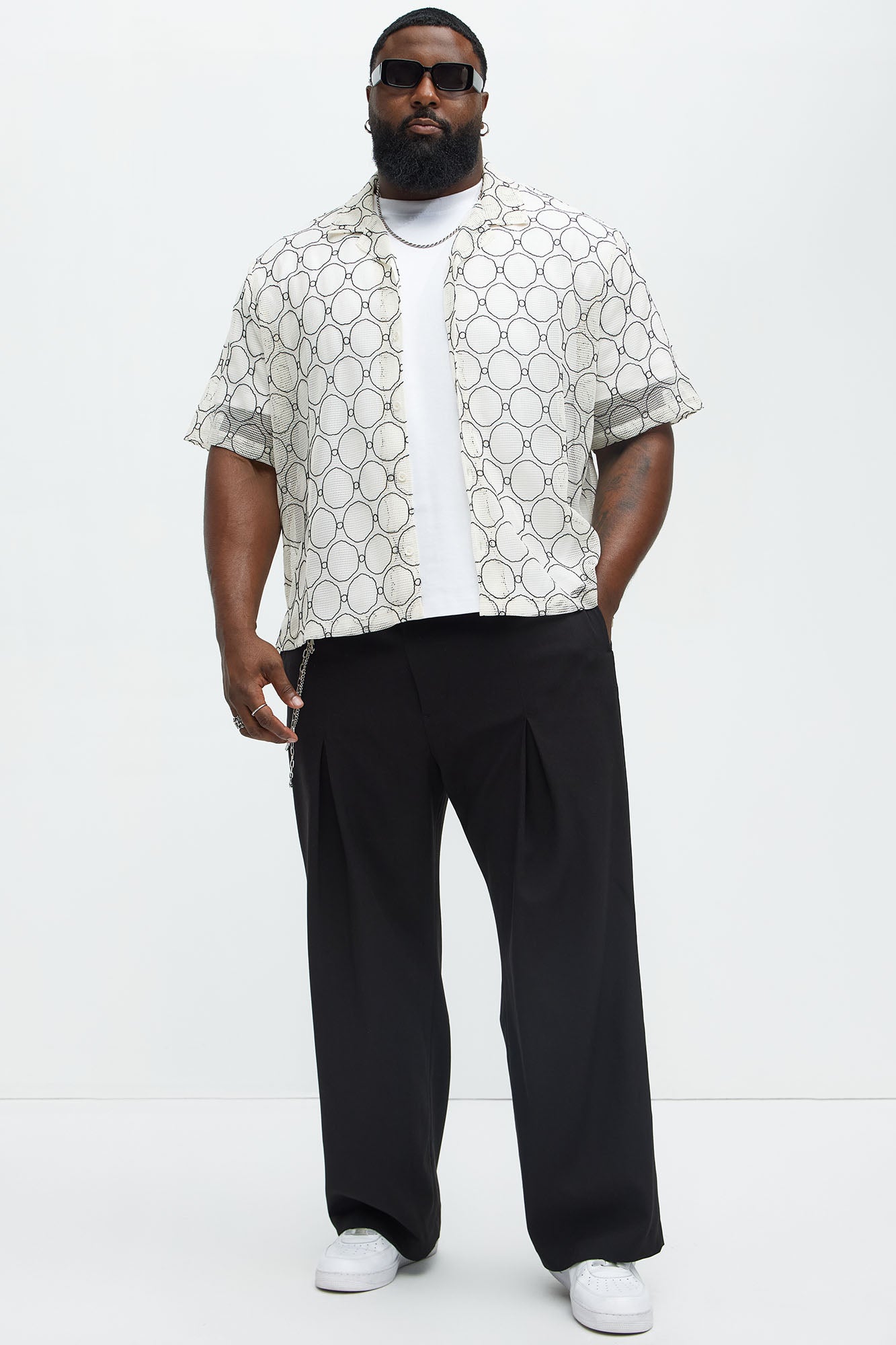 Circles Cuban Mesh Shirt - Cream/combo - Image 6