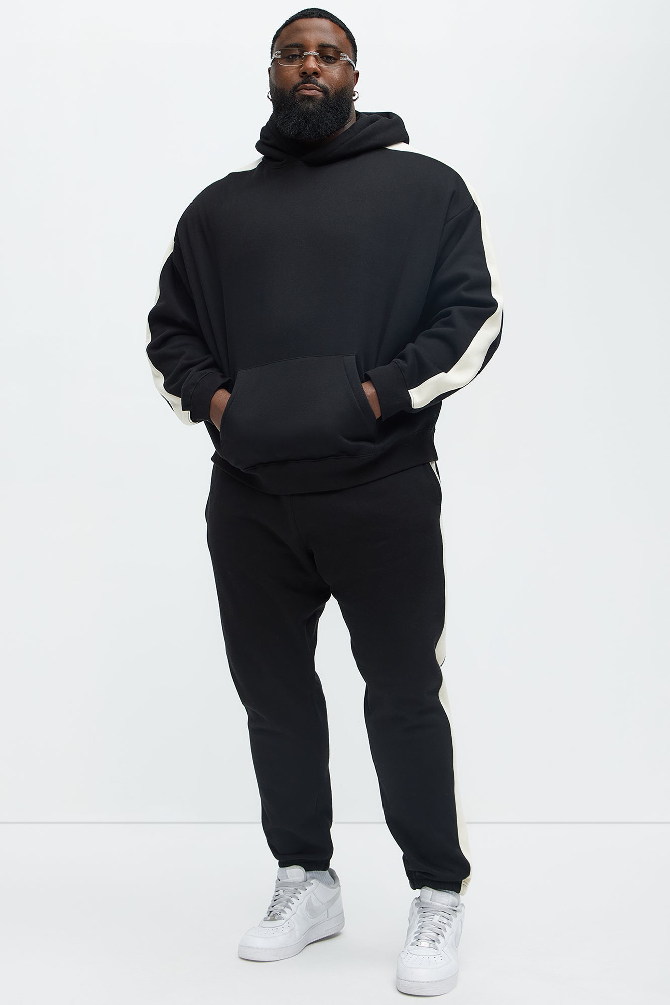Tyson Heavyweight Oversized Striped Hoodie - Black - Image 6