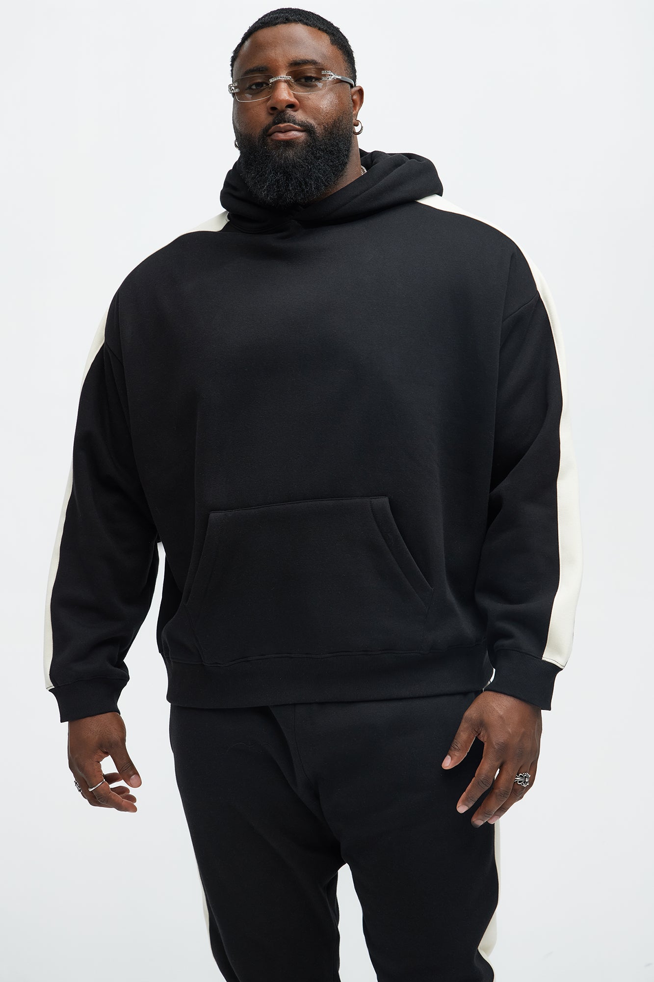 Tyson Heavyweight Oversized Striped Hoodie - Black - Image 5