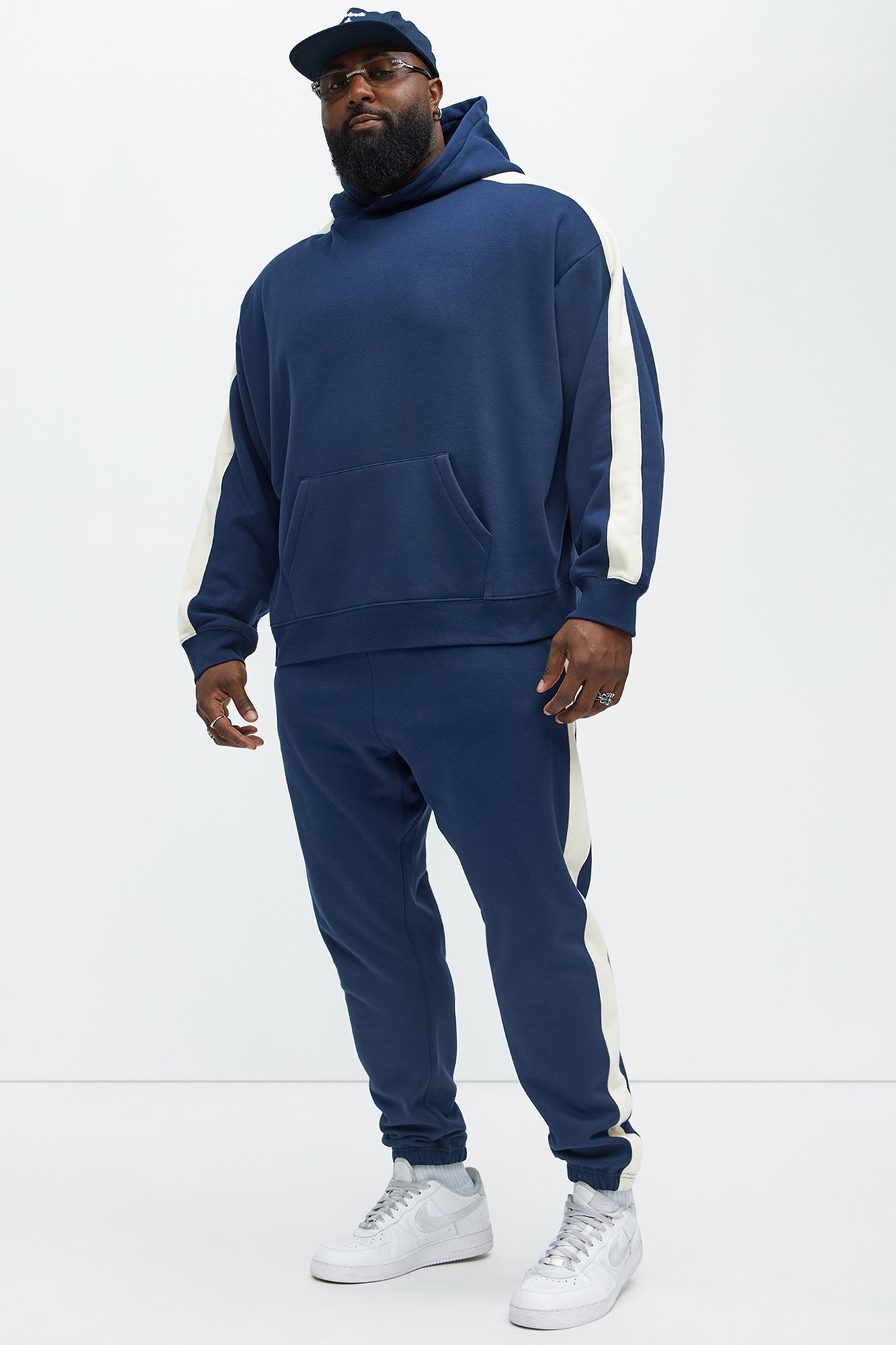 Tyson Heavyweight Oversized Striped Hoodie - Navy - Image 6