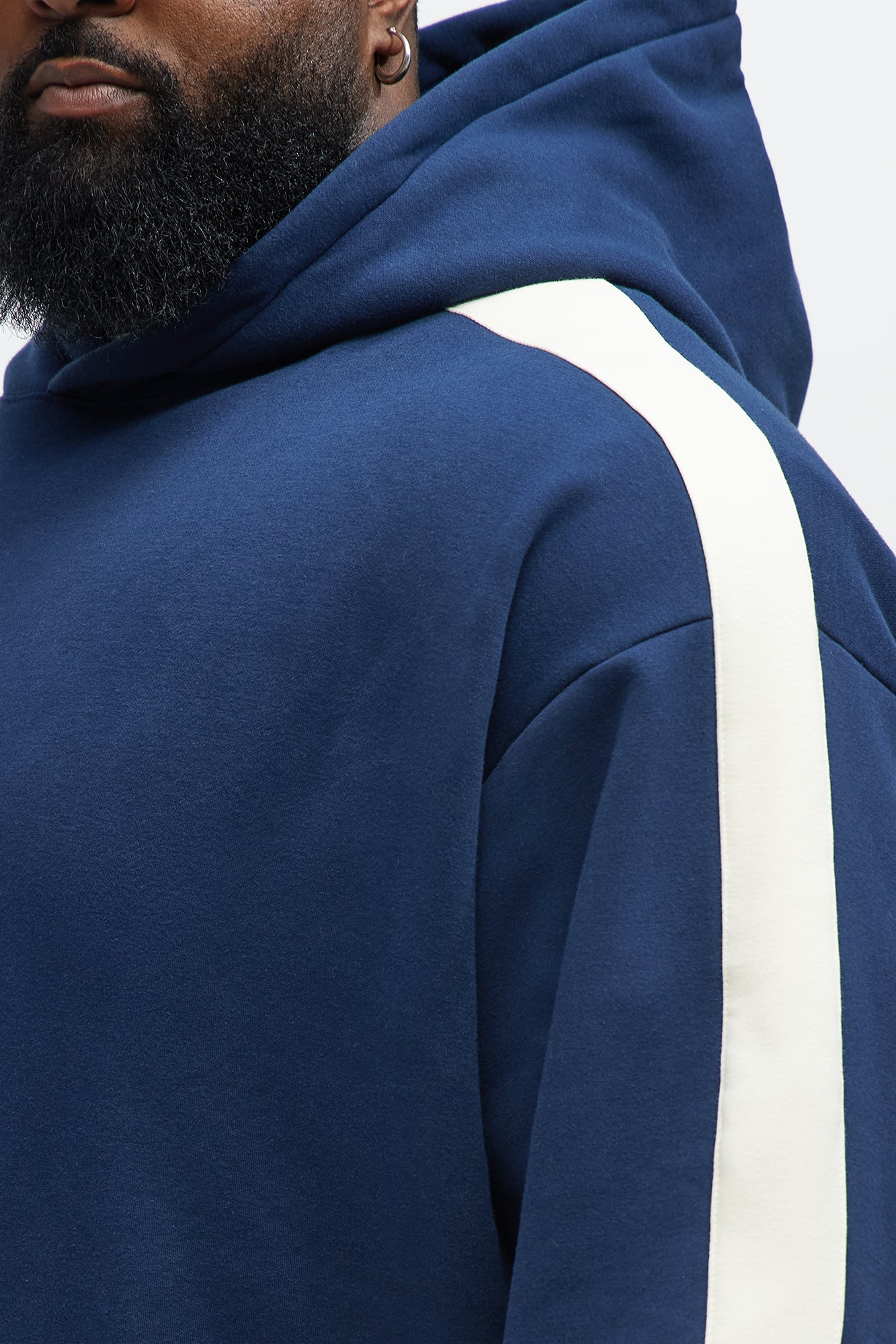 Tyson Heavyweight Oversized Striped Hoodie - Navy - Image 7