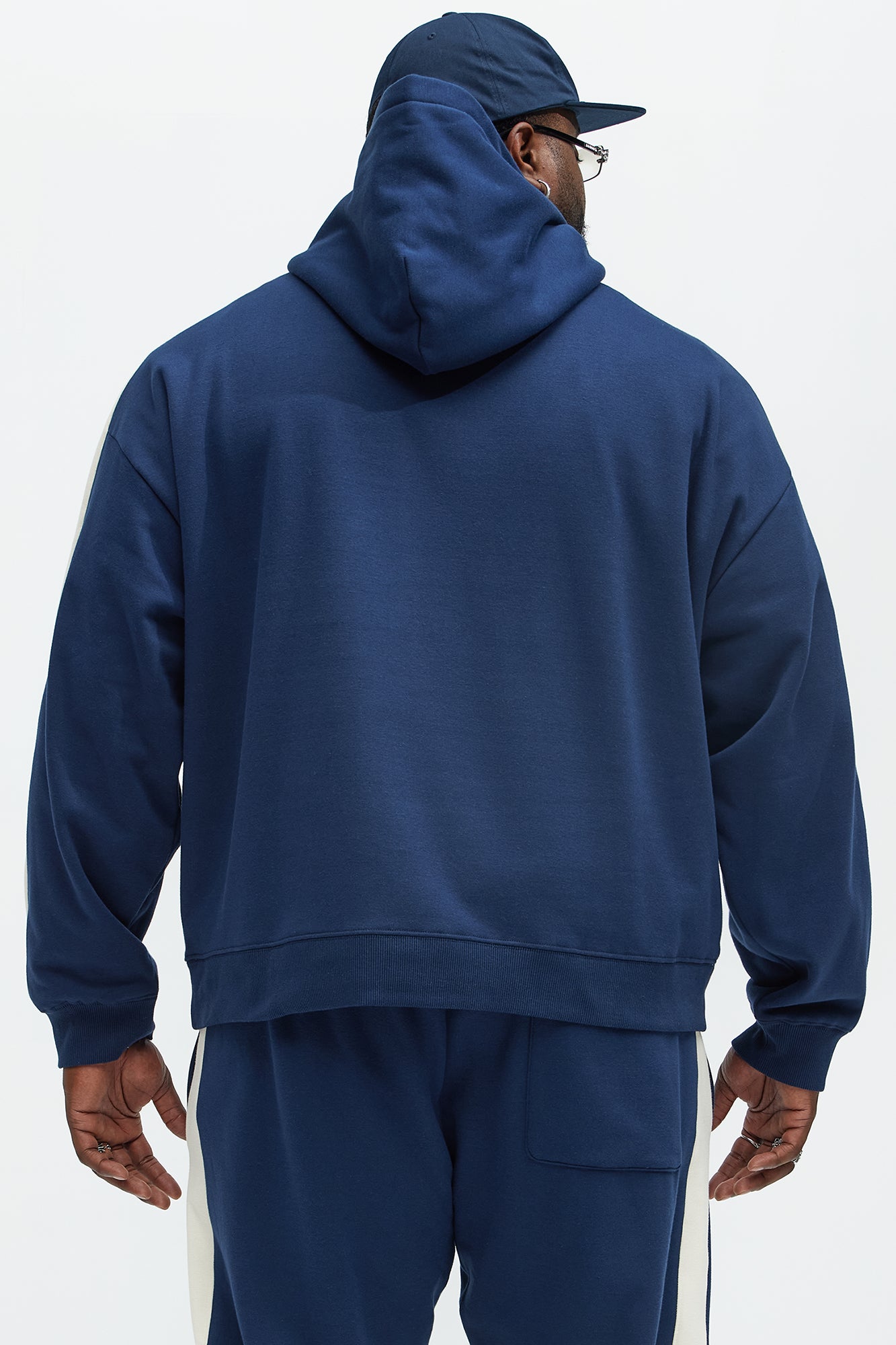 Tyson Heavyweight Oversized Striped Hoodie - Navy - Image 8