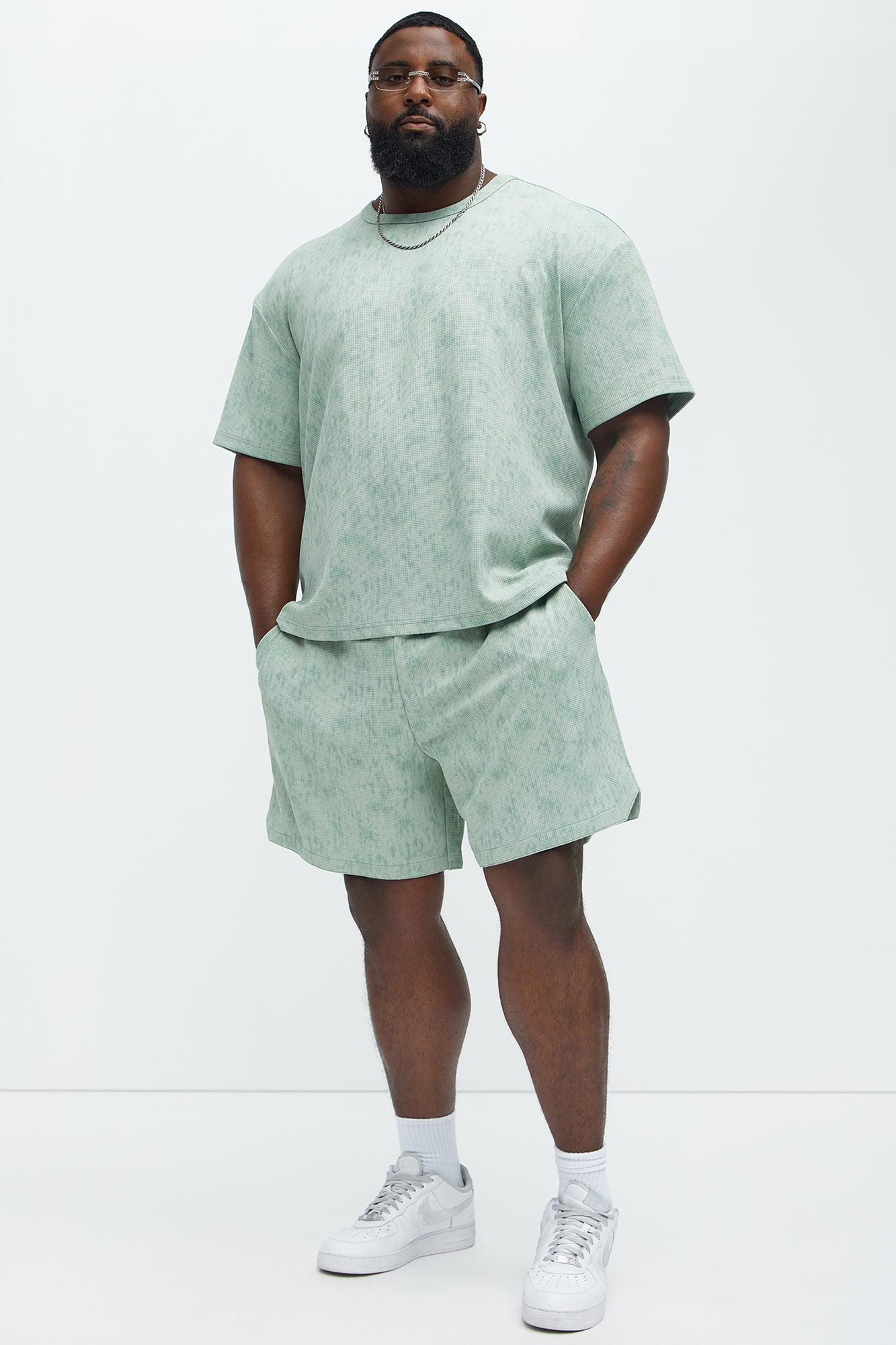 Kerwin Waffle Texture Short Sleeve Tee - Sage - Image 6