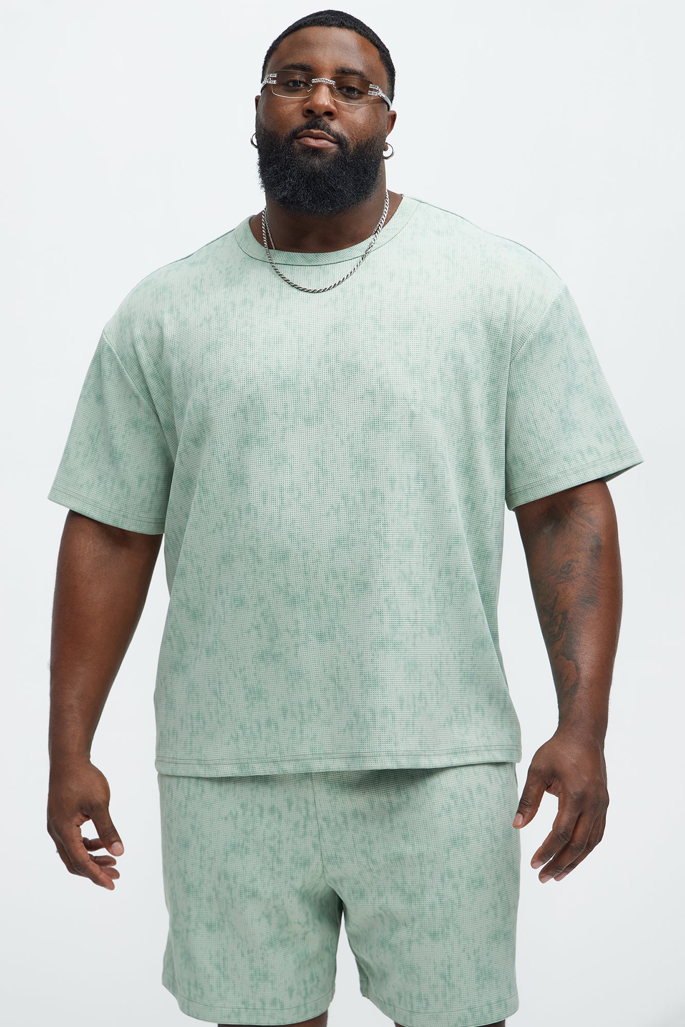 Kerwin Waffle Texture Short Sleeve Tee - Sage - Image 5