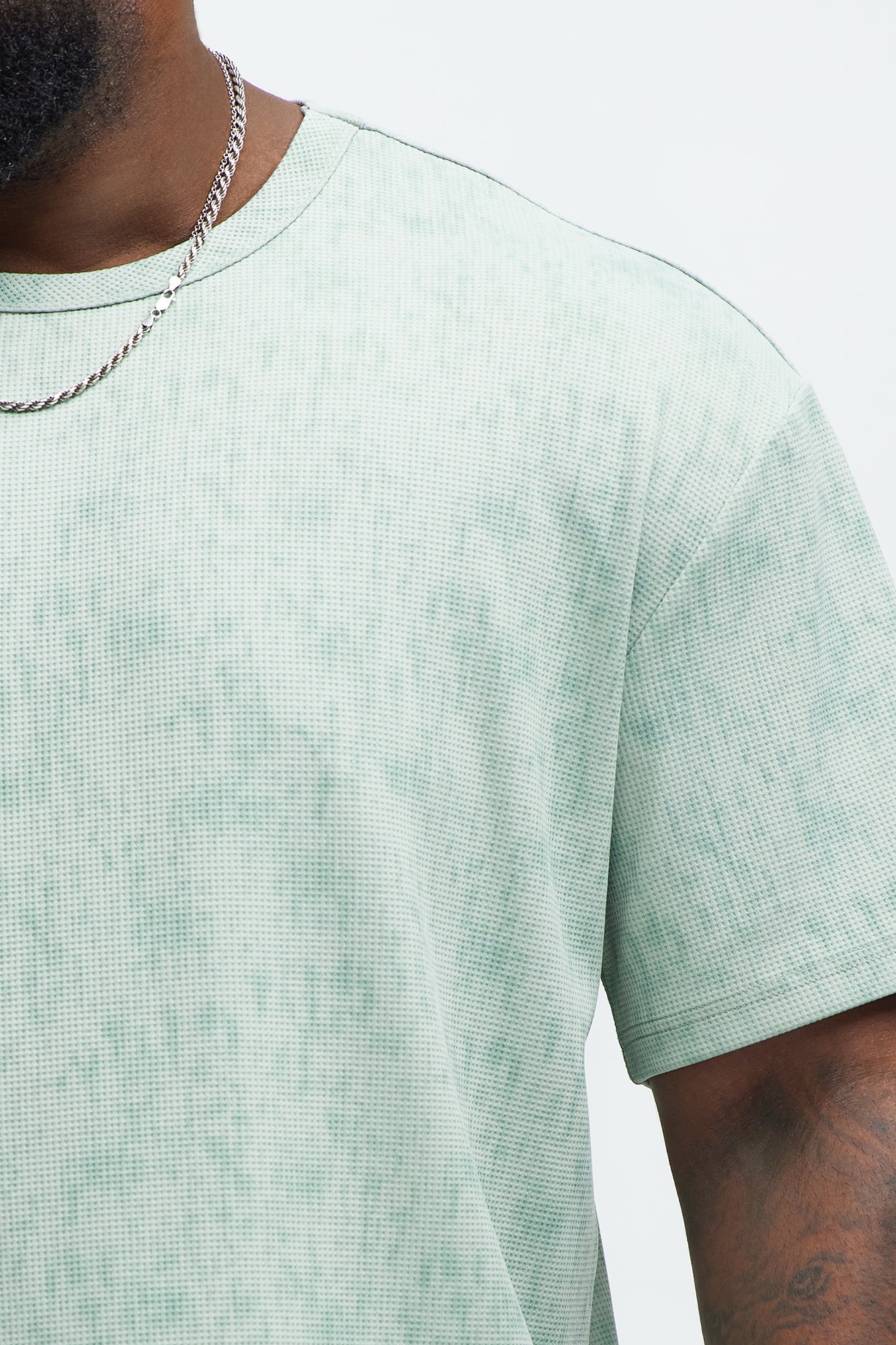 Kerwin Waffle Texture Short Sleeve Tee - Sage - Image 7