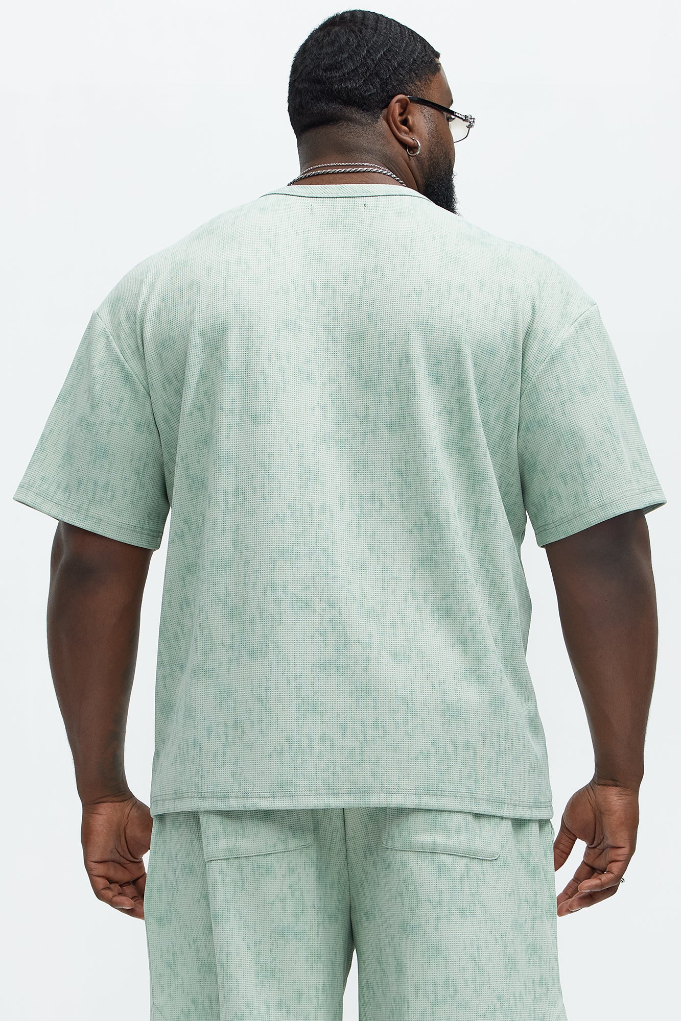 Kerwin Waffle Texture Short Sleeve Tee - Sage - Image 8