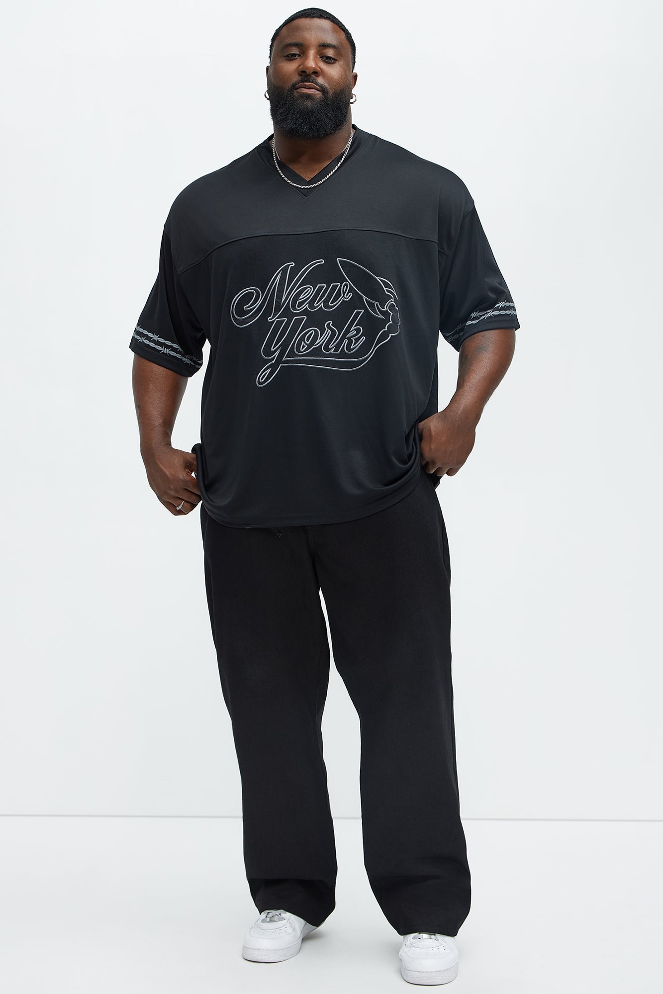 Rockets Embroidered Mesh Jersey - Black - Image 6