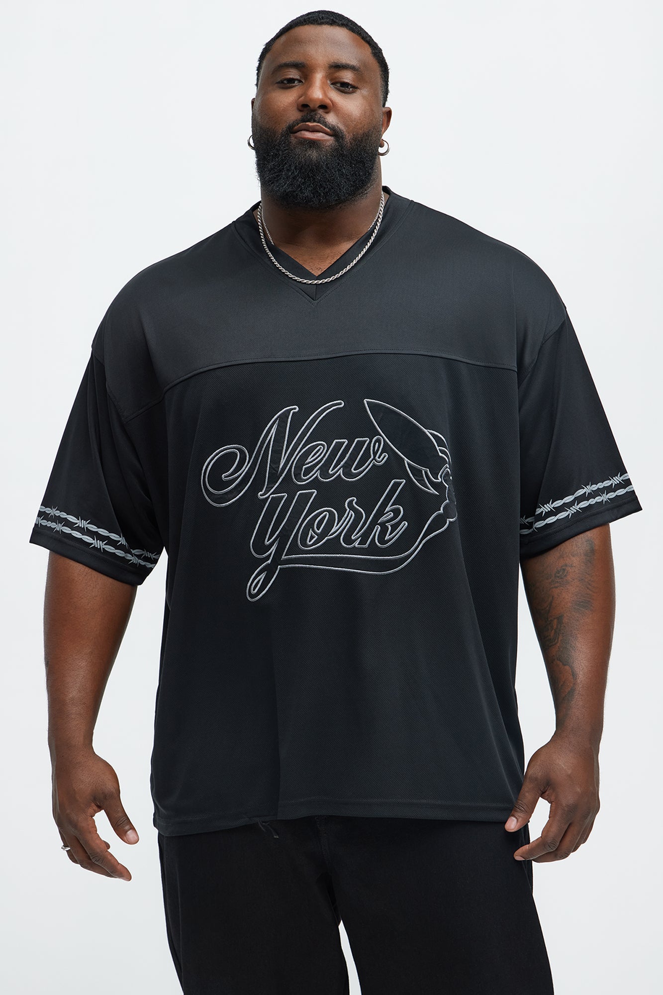 Rockets Embroidered Mesh Jersey - Black - Image 5
