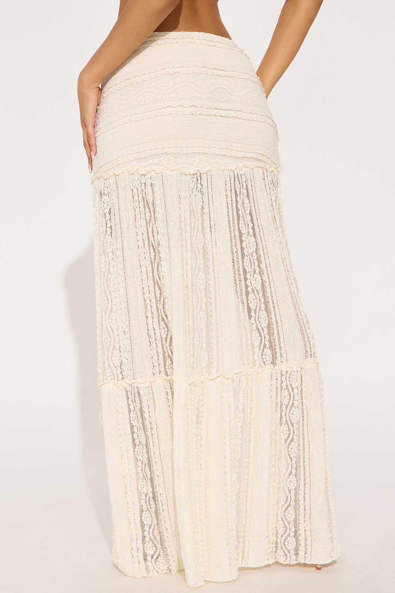 Know Your Worth Lace Maxi Skirt - Cream - Image 3