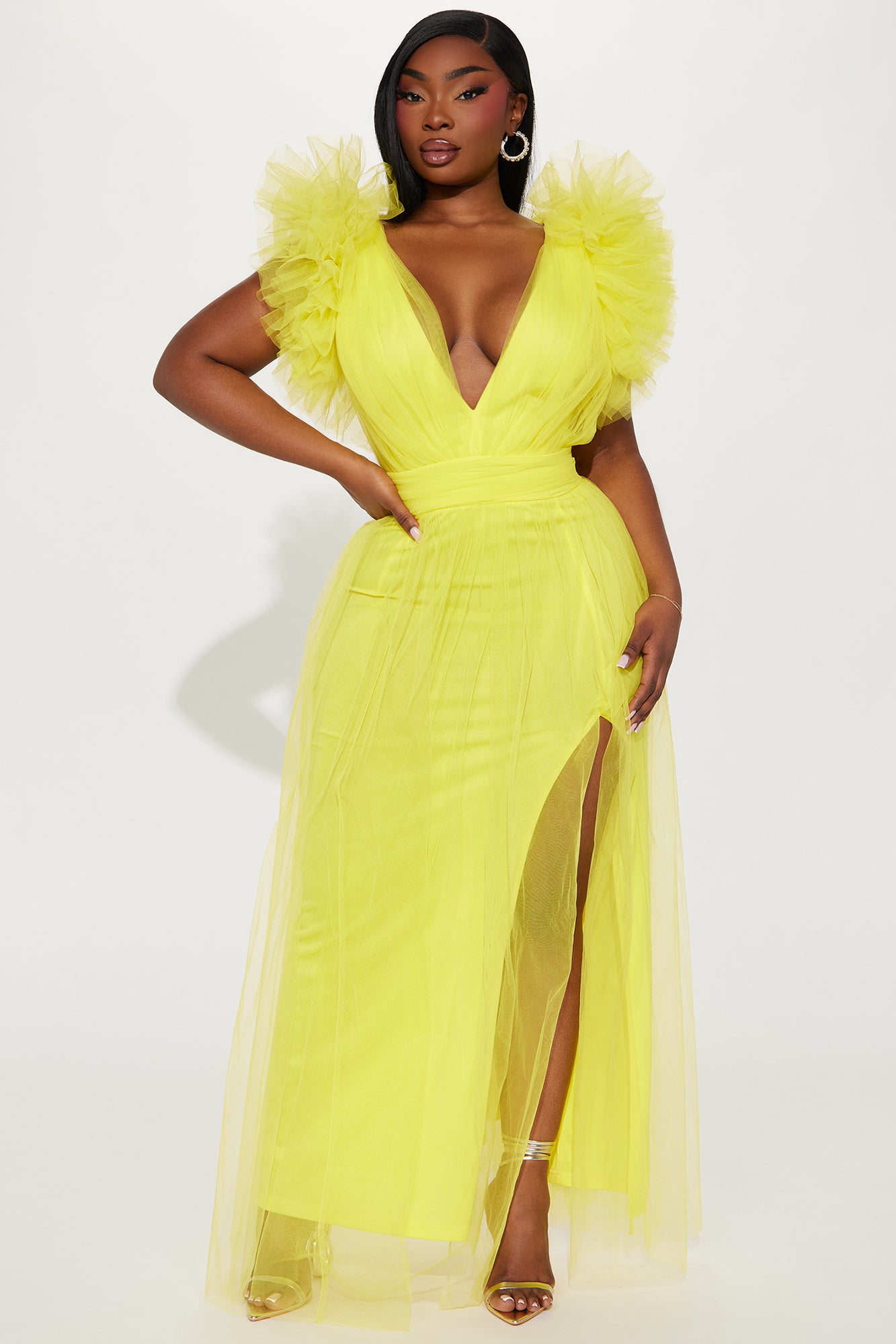 Lush Life Tulle Gown - Yellow - Image 4