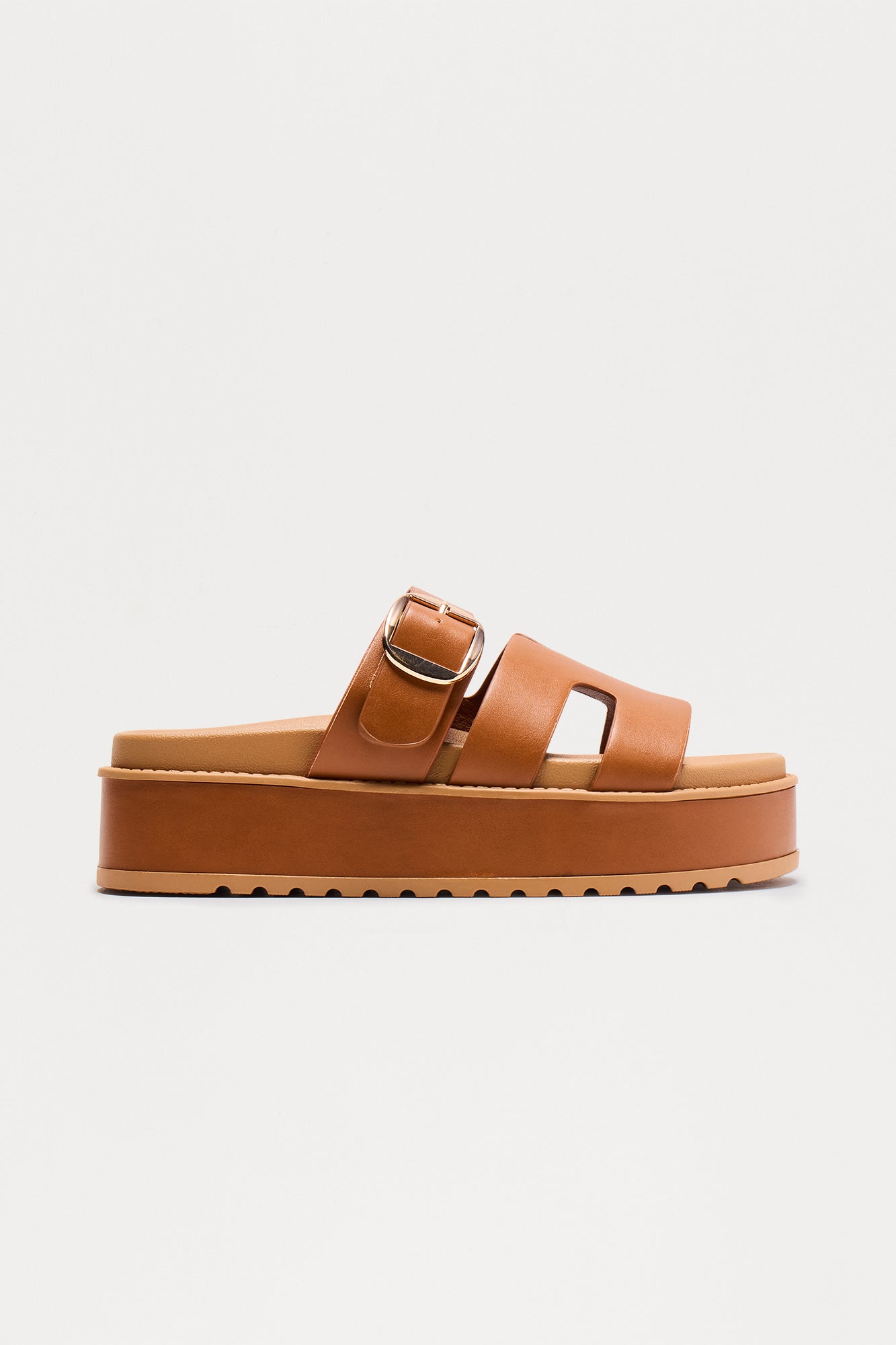 Samson Buckle Platform Slides - Tan - Image 3