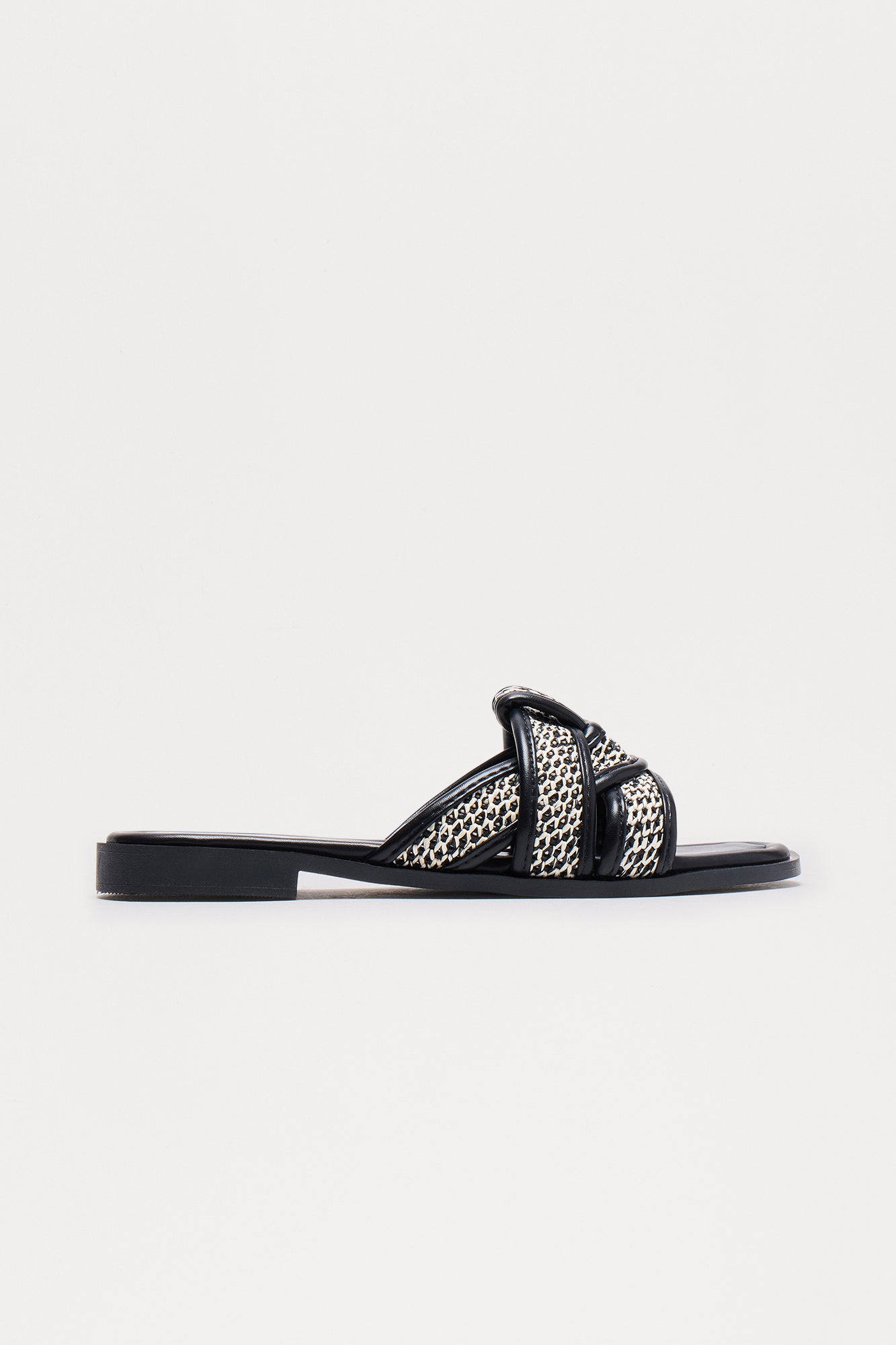 Sunday Raffia Strap Slip On Sandals - Black - Image 3