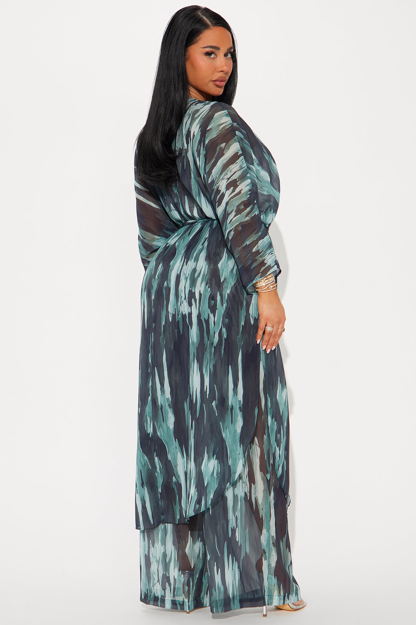 Sheer Fantasy Wide Leg Pant Set - Black/combo - Image 4