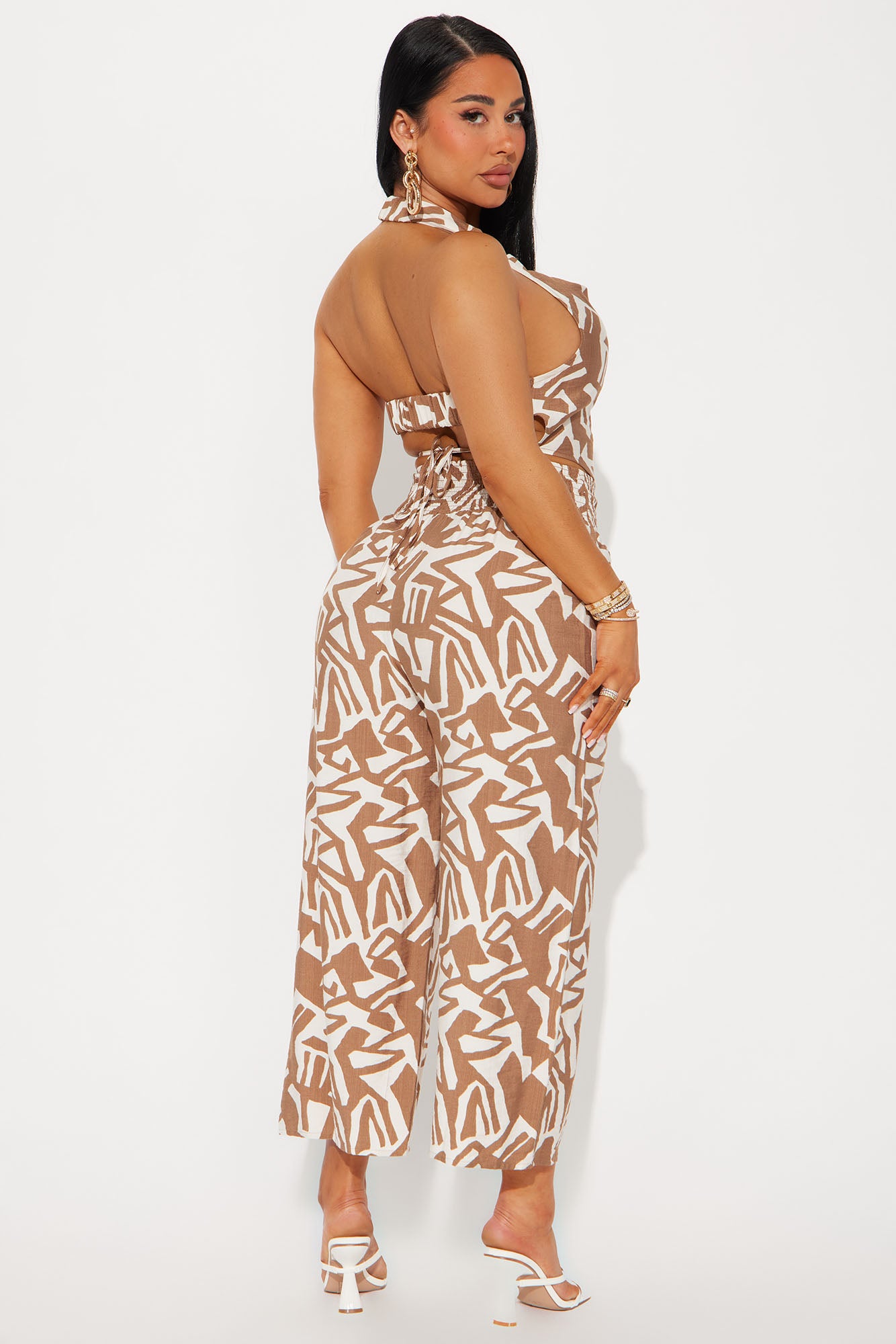 Vacay Vibe Linen Capri Set - Brown/combo - Image 3