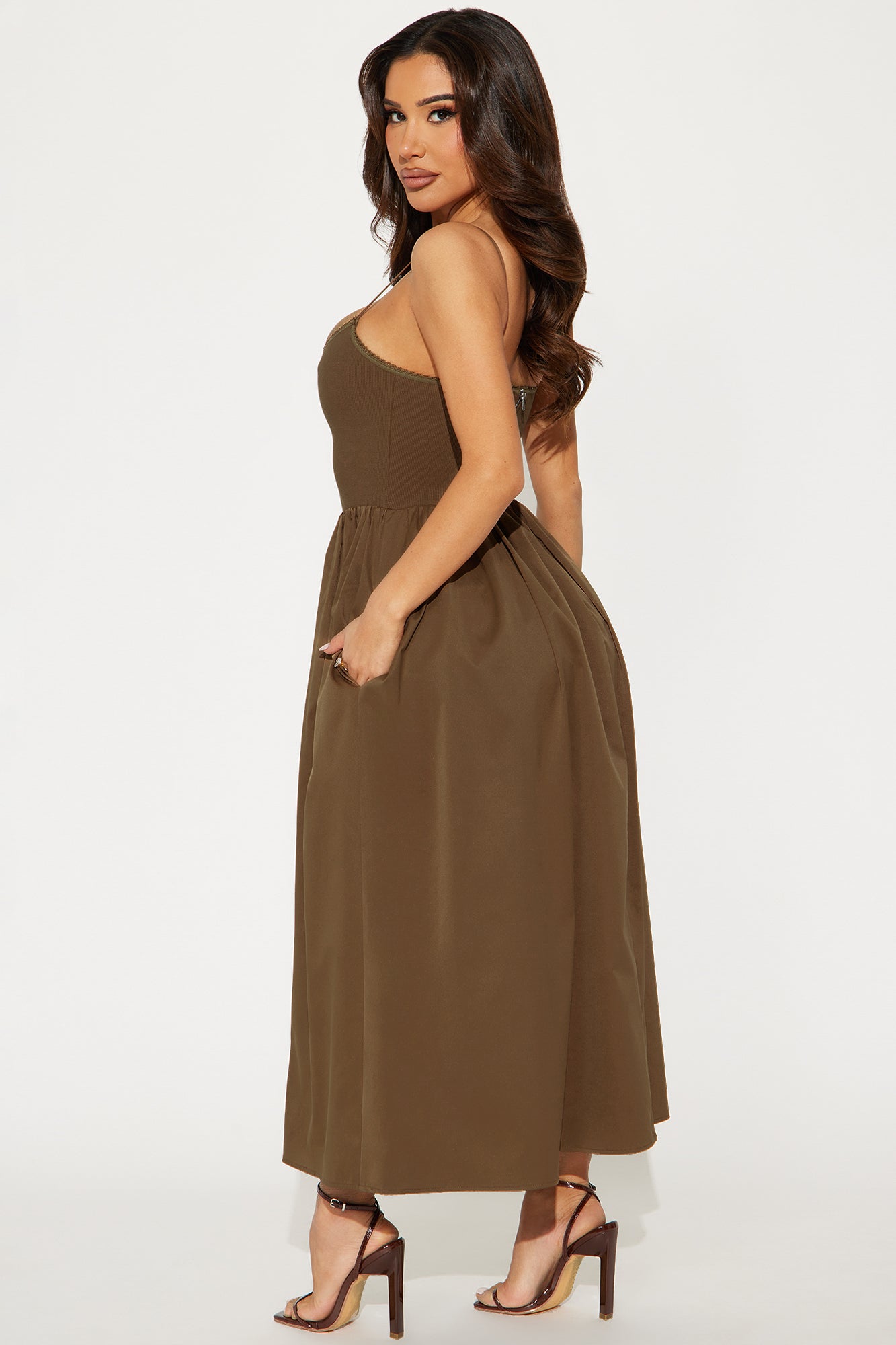 Classic Midi Dress - Brown - Image 3