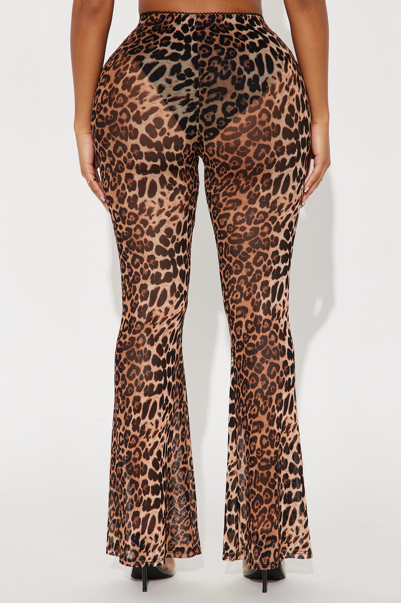 See You Later Leopard Mesh Flare Pant - Brown/combo - Image 3