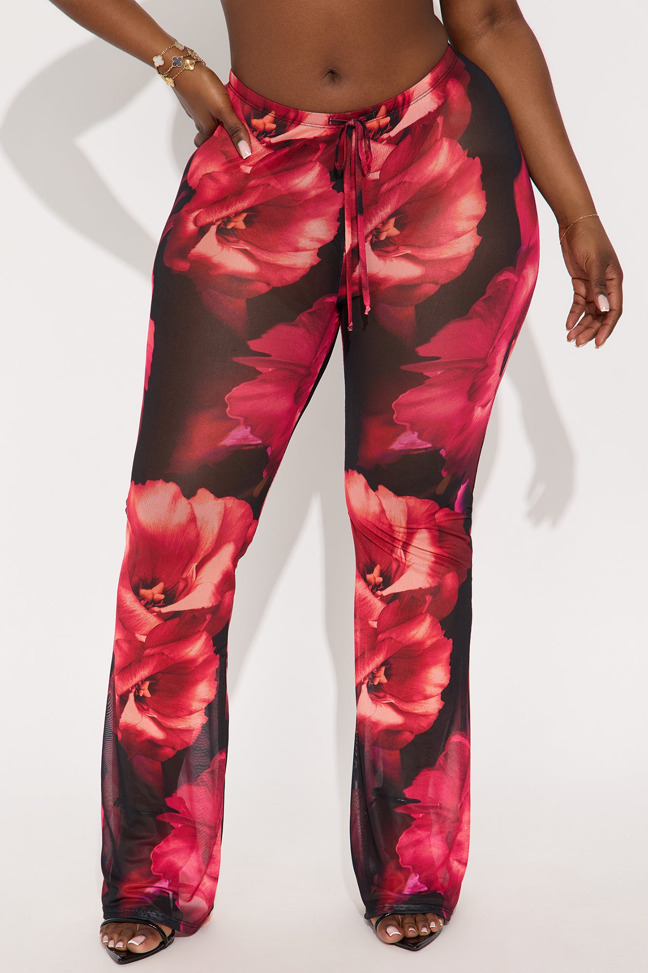 Estella Floral Mesh Flare Pant - Black/combo - Image 5