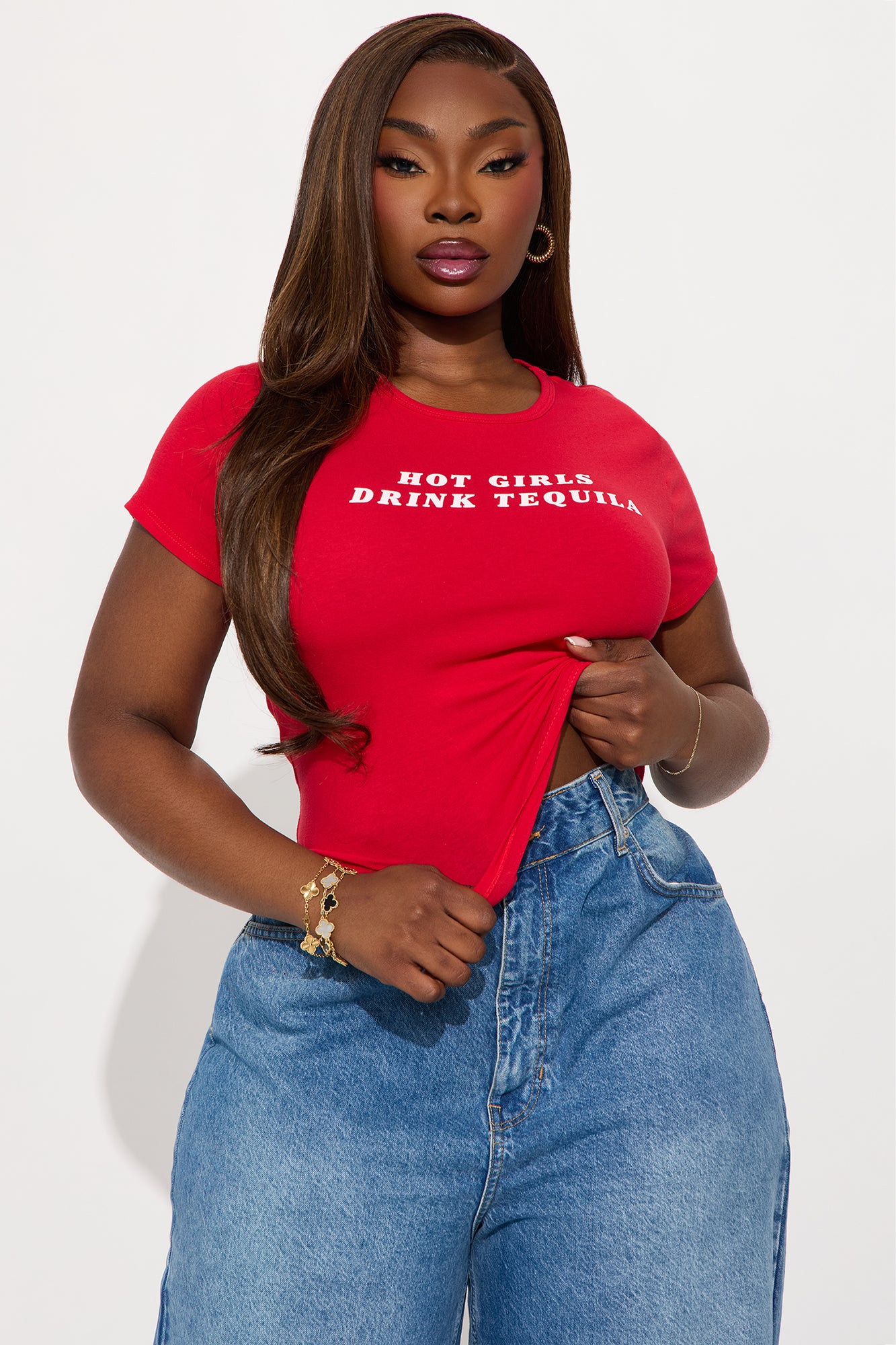 Hot Girls Drink Tequila Baby Tee - Red - Image 5