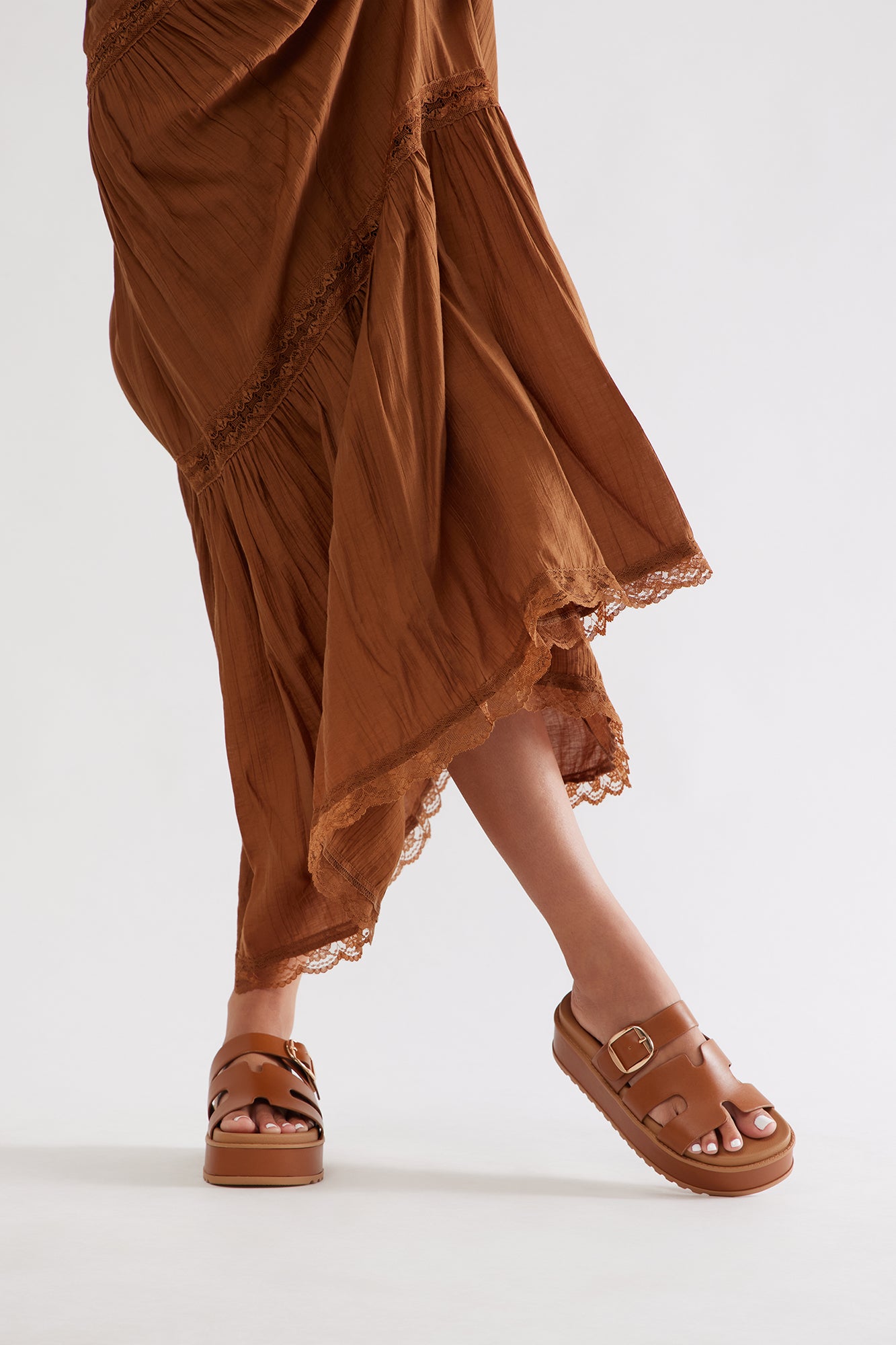 Samson Buckle Platform Slides - Tan - Image 4