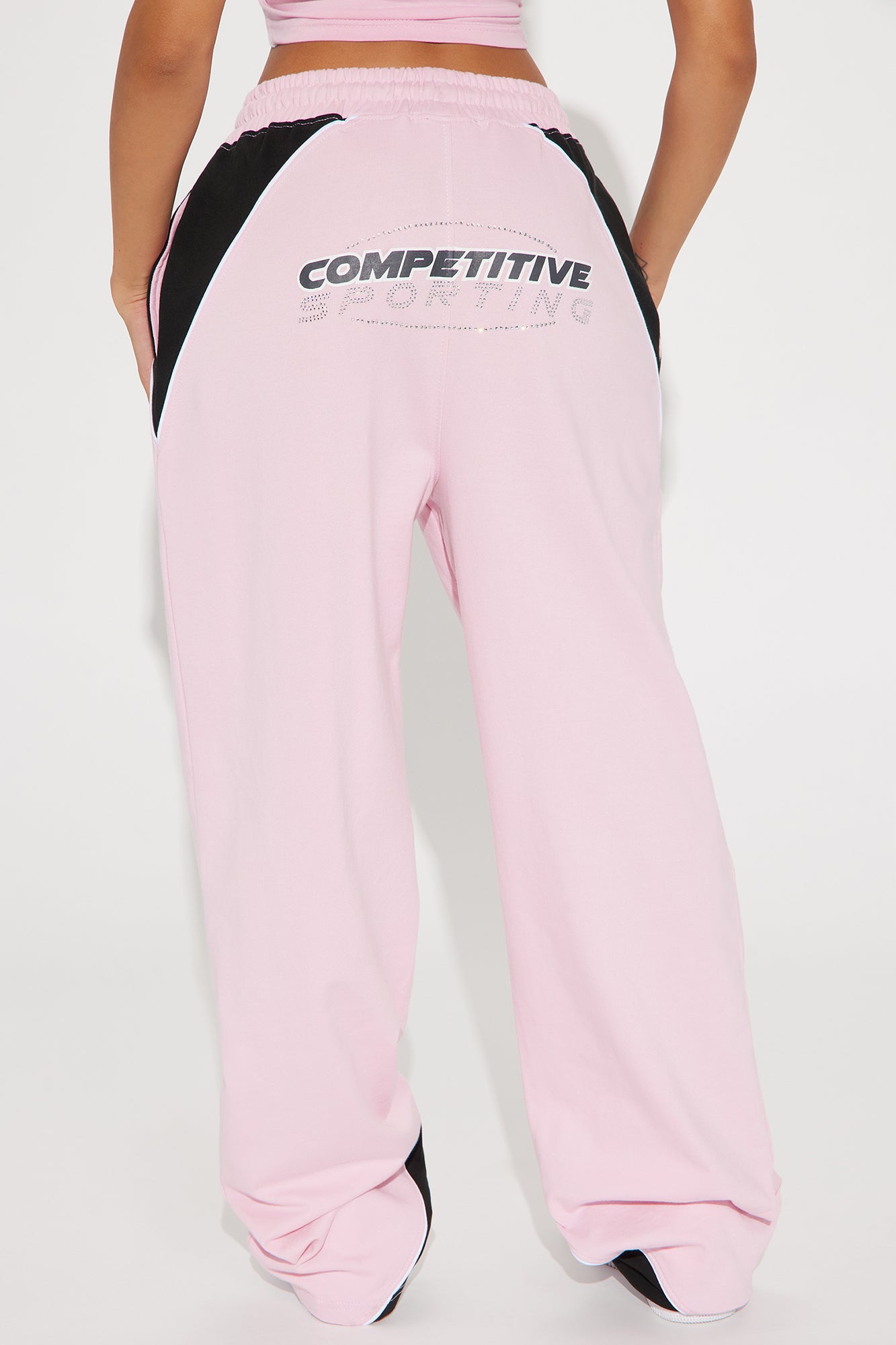 No Competition Wide Leg Sweatpants - Pink/combo - Image 3