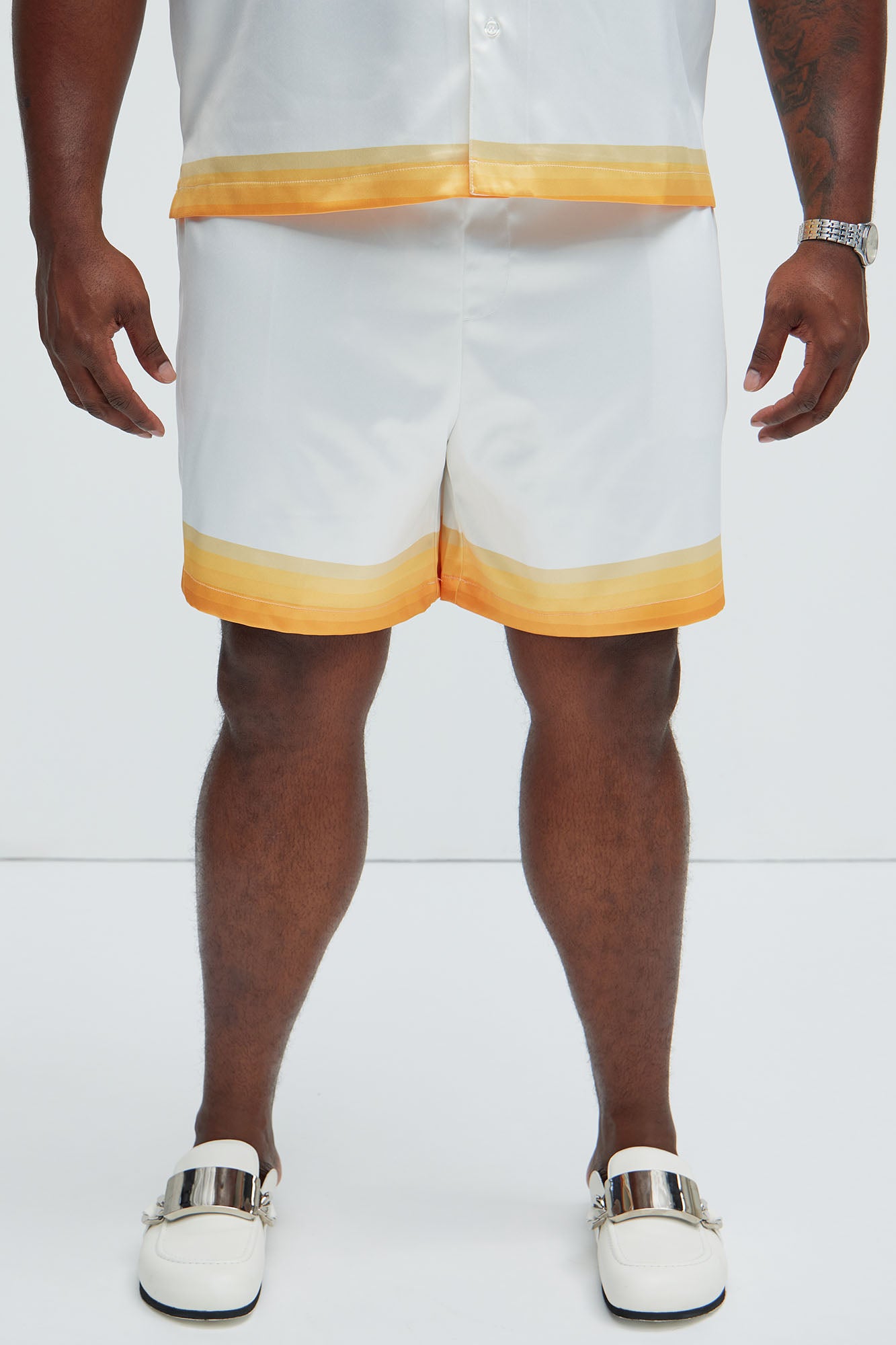 Dale Printed Stripes Shorts - White/combo - Image 6