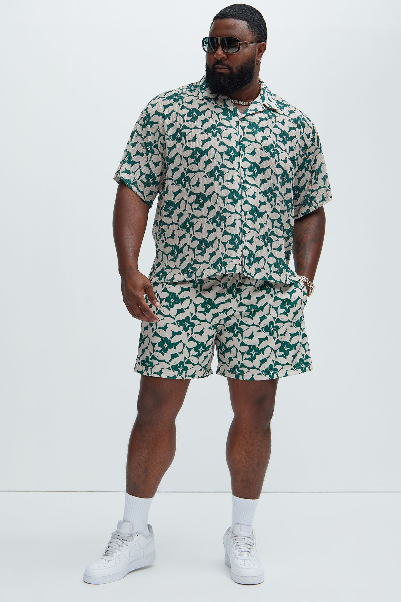 Bayou Floral Swim Mid Trunk - Green/combo - Image 7