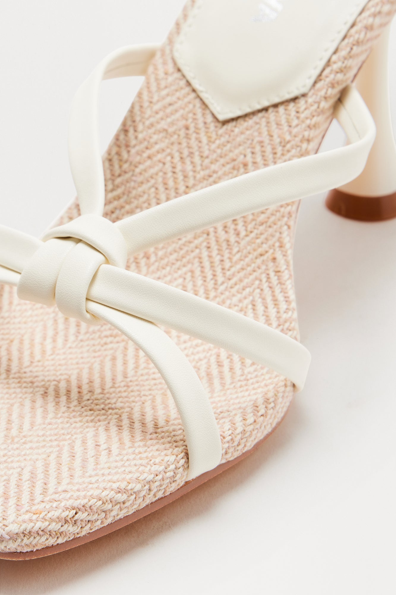 Corenne Raffia Wrap Up Heels - White - Image 4