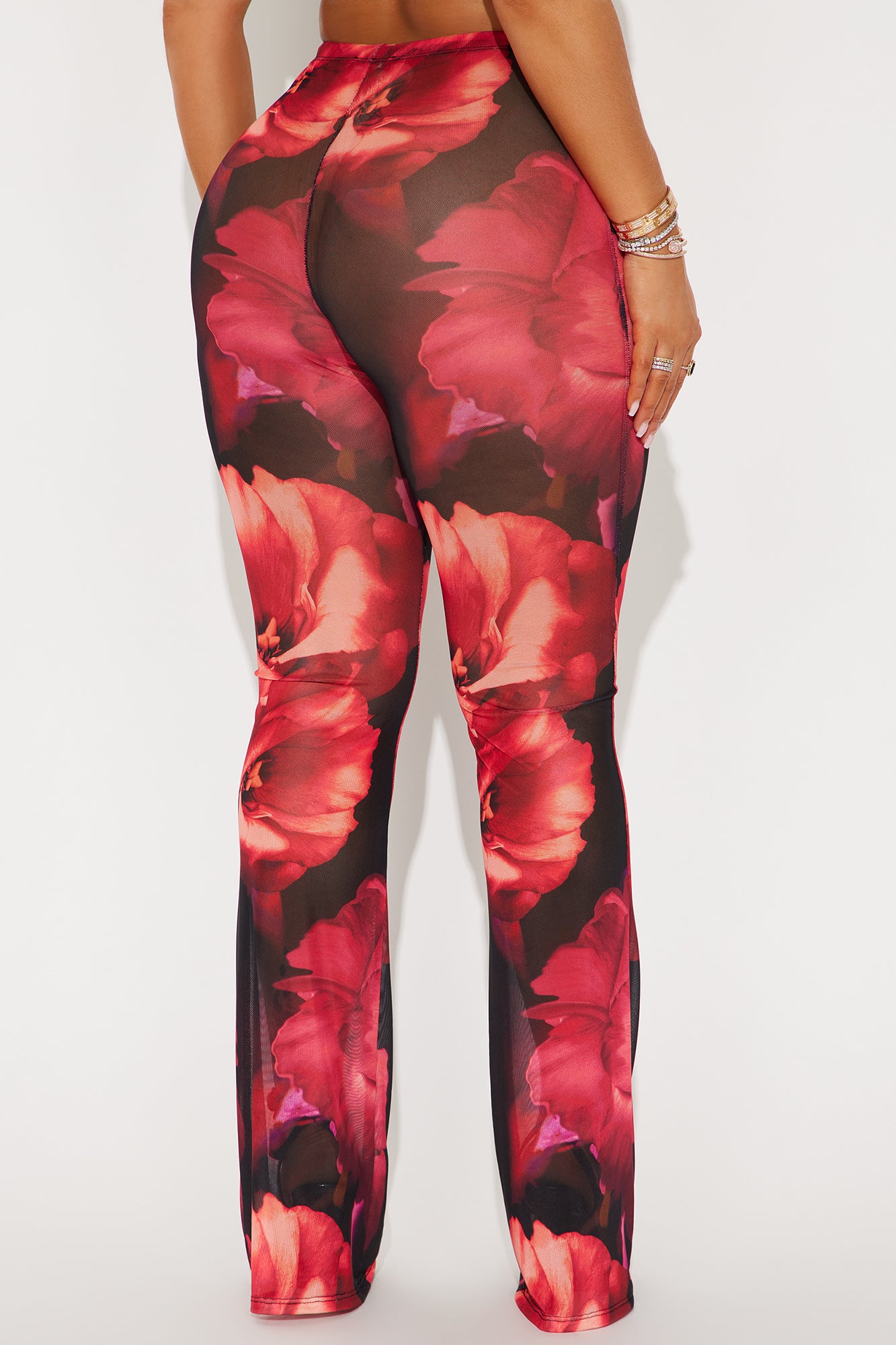 Estella Floral Mesh Flare Pant - Black/combo - Image 3