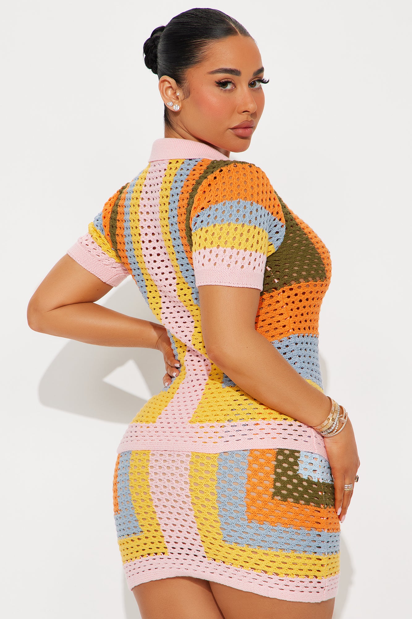Next Vacation Crochet Polo Skirt Set - Multi Color - Image 3