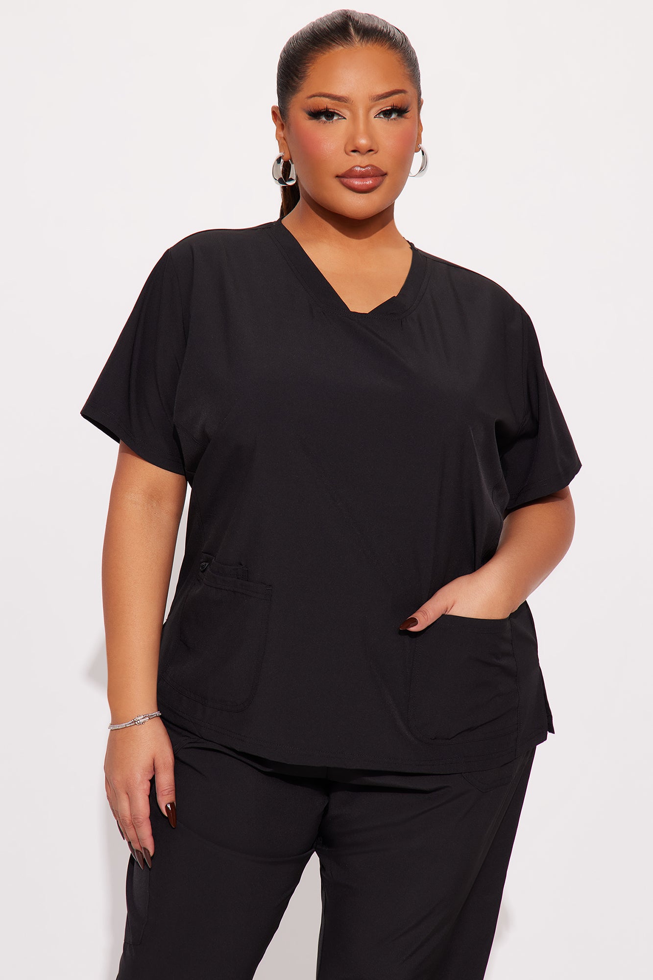 Care For You 4 Way Stretch Scrub Uniform Jogger Set - Black - Image 5