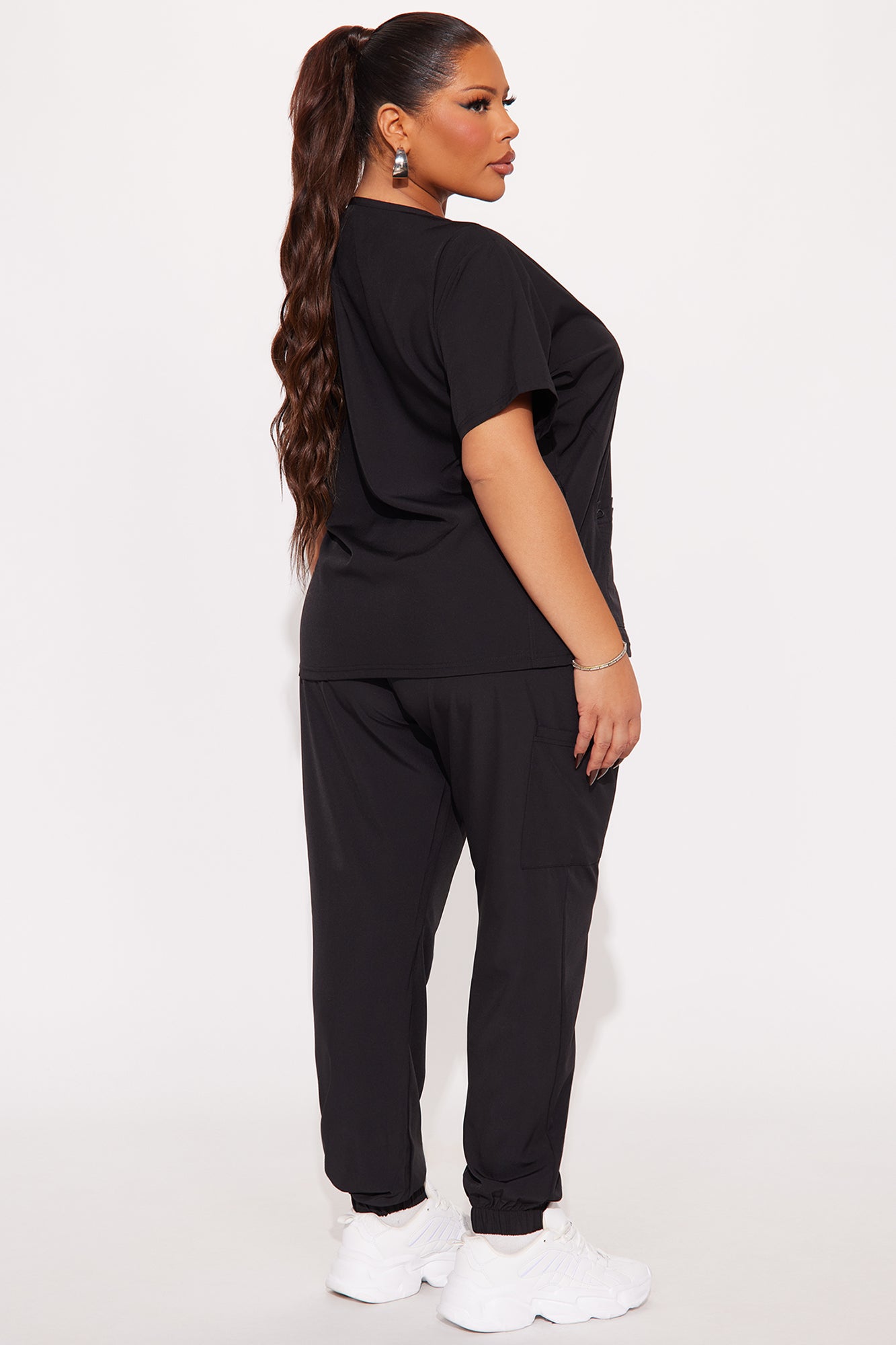 Care For You 4 Way Stretch Scrub Uniform Jogger Set - Black - Image 6