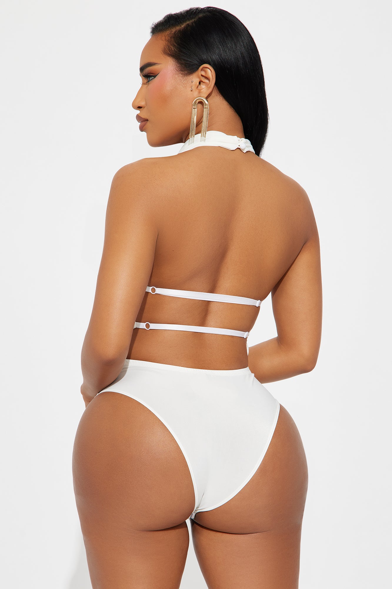 Trista Mock Neck Halter Bodysuit - Ivory - Image 4
