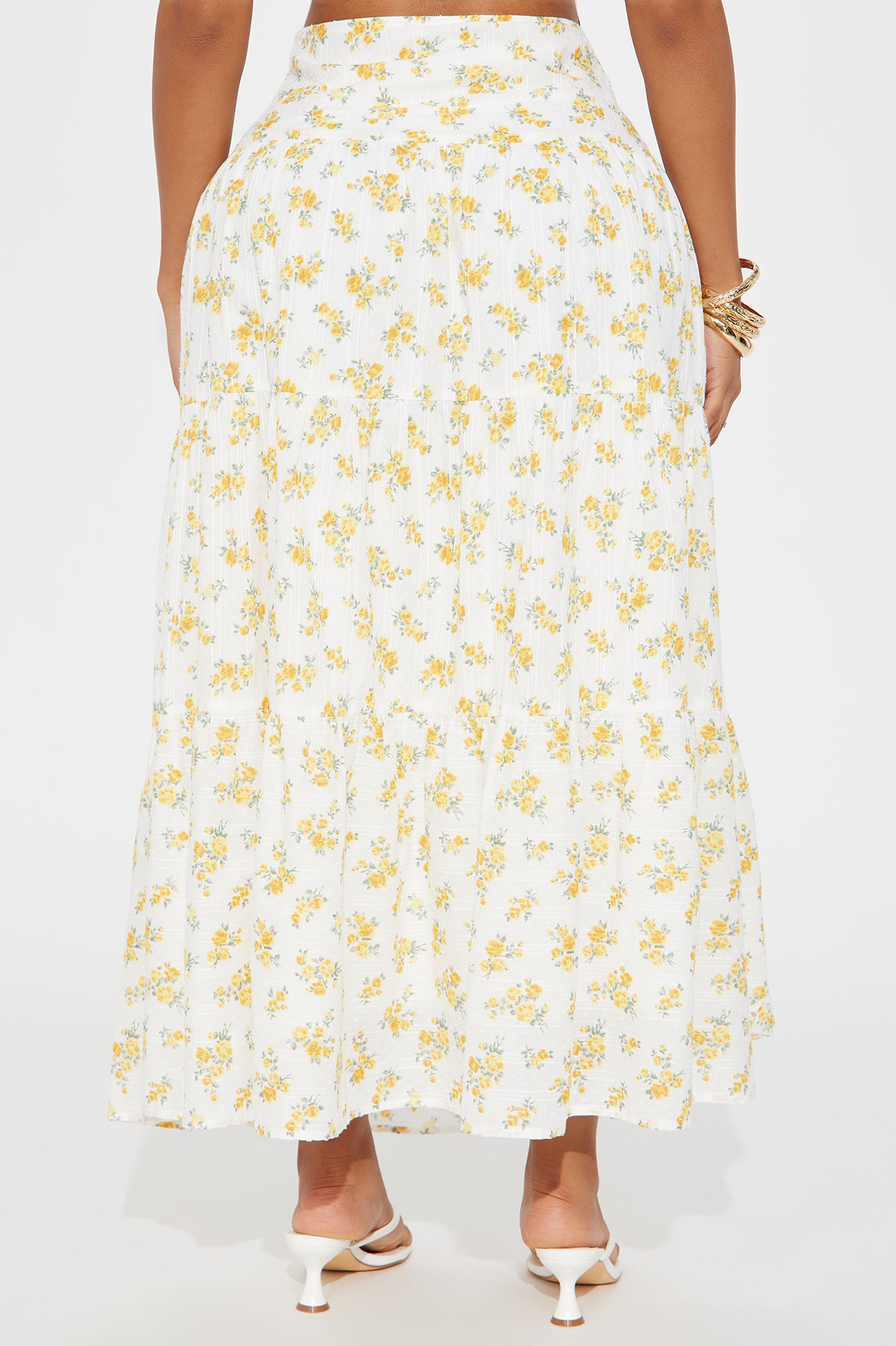 Sara Floral Tiered Maxi Skirt - Ivory - Image 3