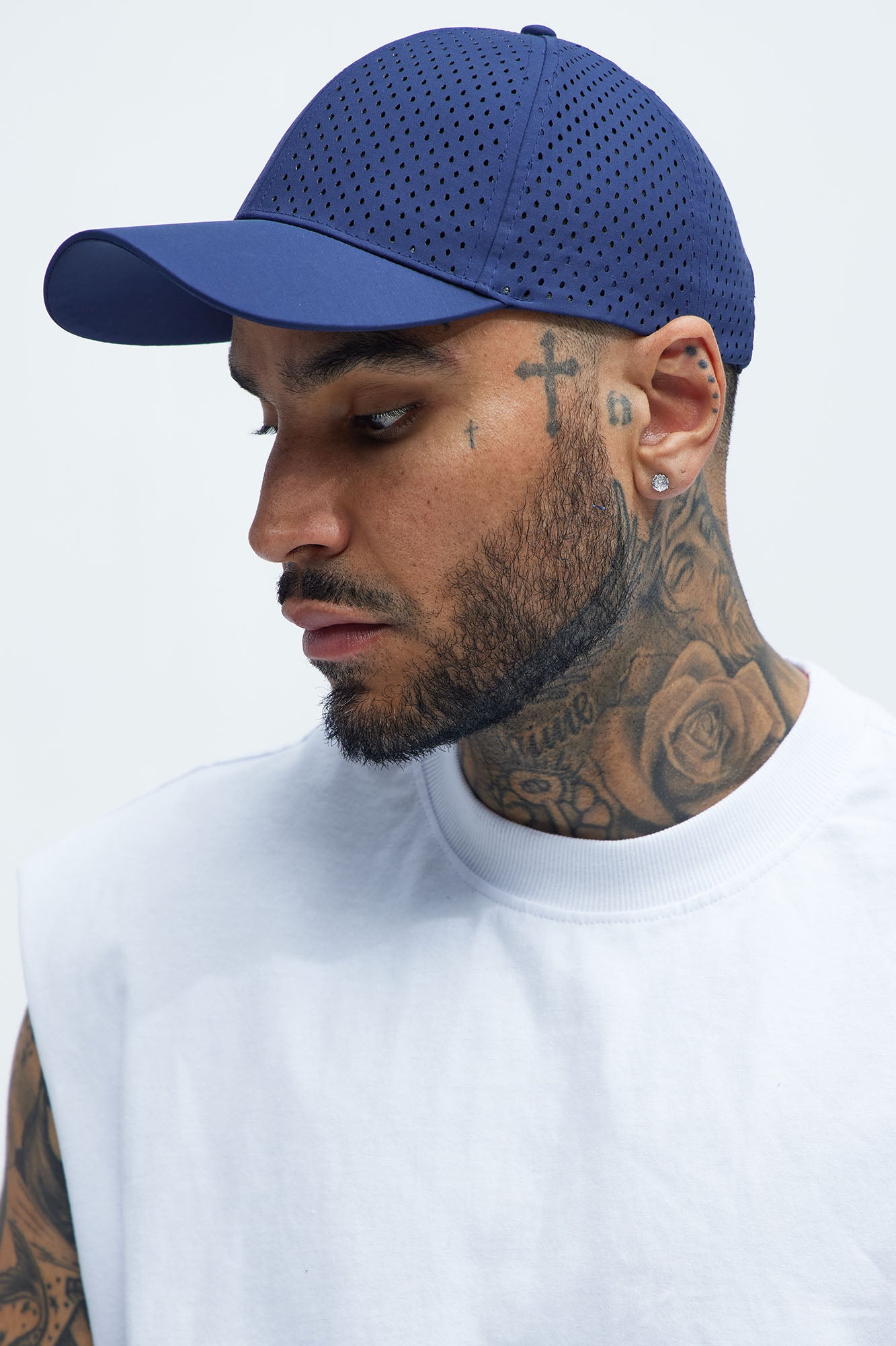 Air Perforated 6 Panel Strapback Hat - Blue - Image 3