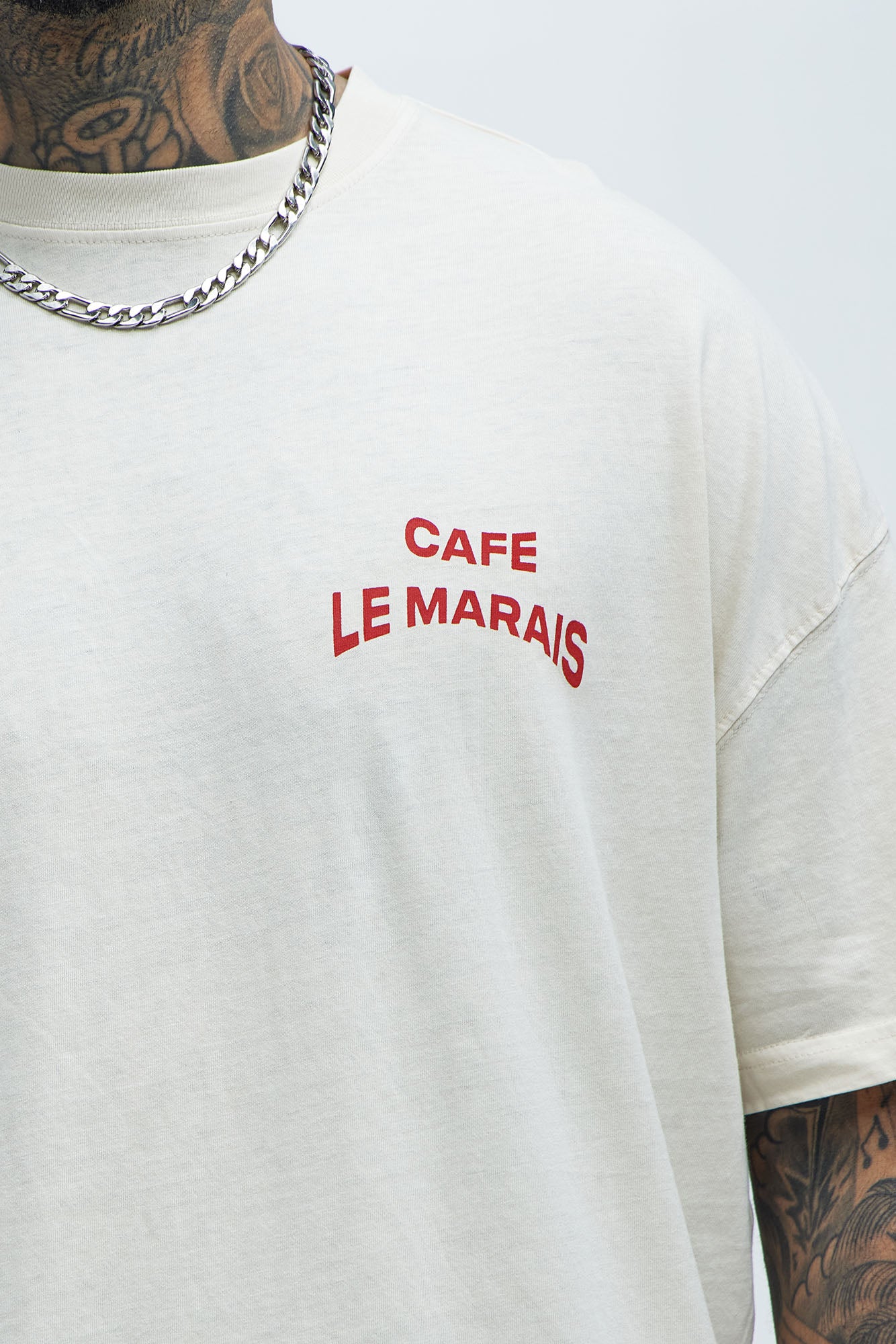 Cafe Le Marais Oversized Short Sleeve Tee - Cream - Image 3