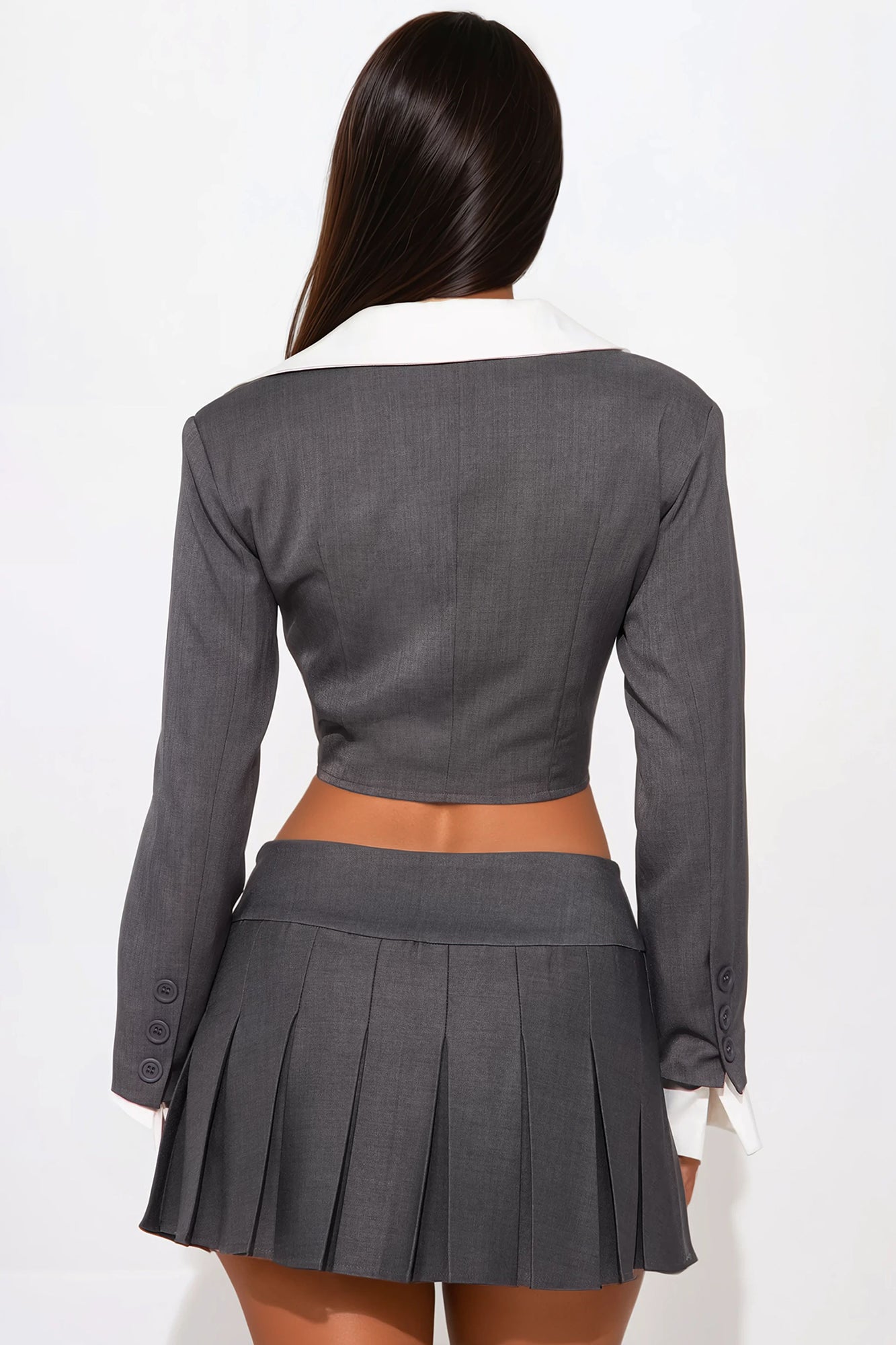 Naomi Cropped Blazer - Charcoal - Image 3