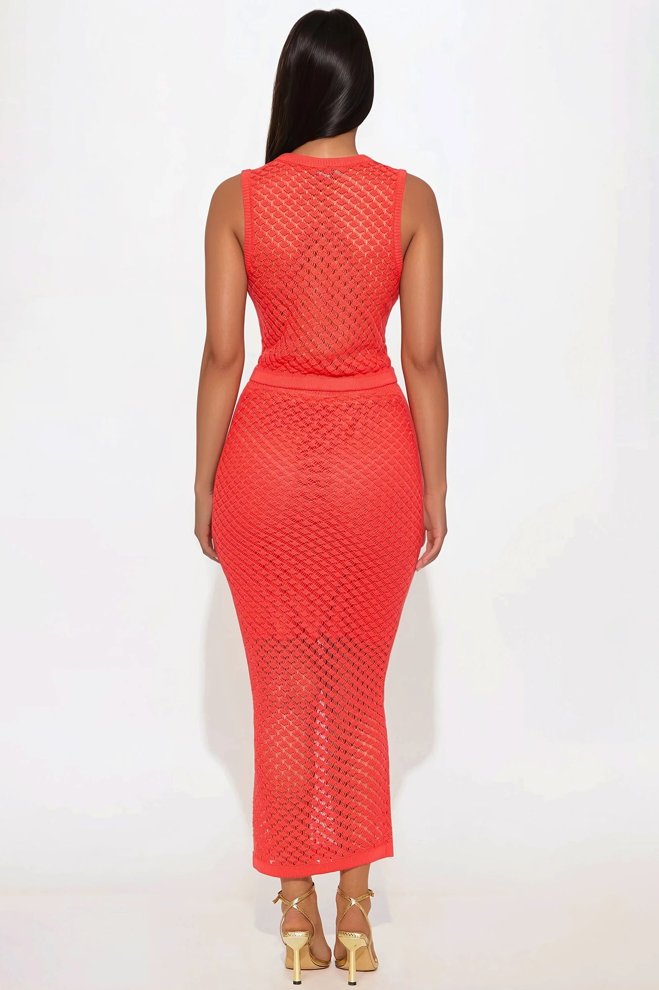 Coastal Vibe Crochet Skirt Set - Coral - Image 3
